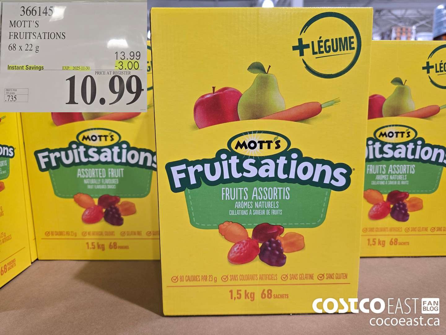 366145 MOTT'S FRUITSATIONS 68 x 22 G ($3.00 INSTANT SAVINGS EXPIRES ON 2025-11-30) $10.99