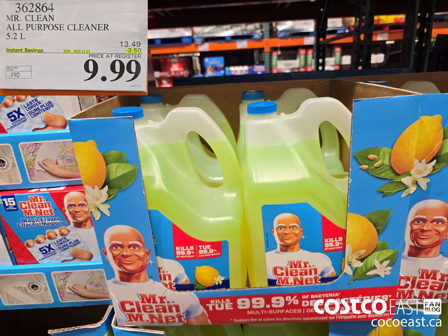 362864 MR. CLEAN ALL PURPOSE CLEANER 5.2 L ($3.50 INSTANT SAVINGS EXPIRES ON 2025-11-23) $9.99