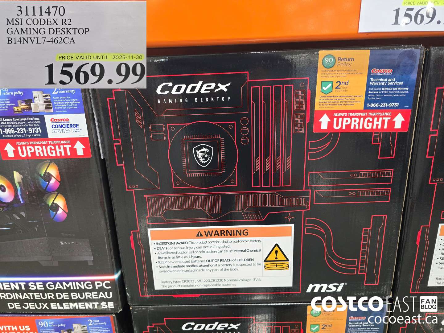 3111470 MSI CODEX R2 GAMING DESKTOP B14NVL7-462CA $1569.99