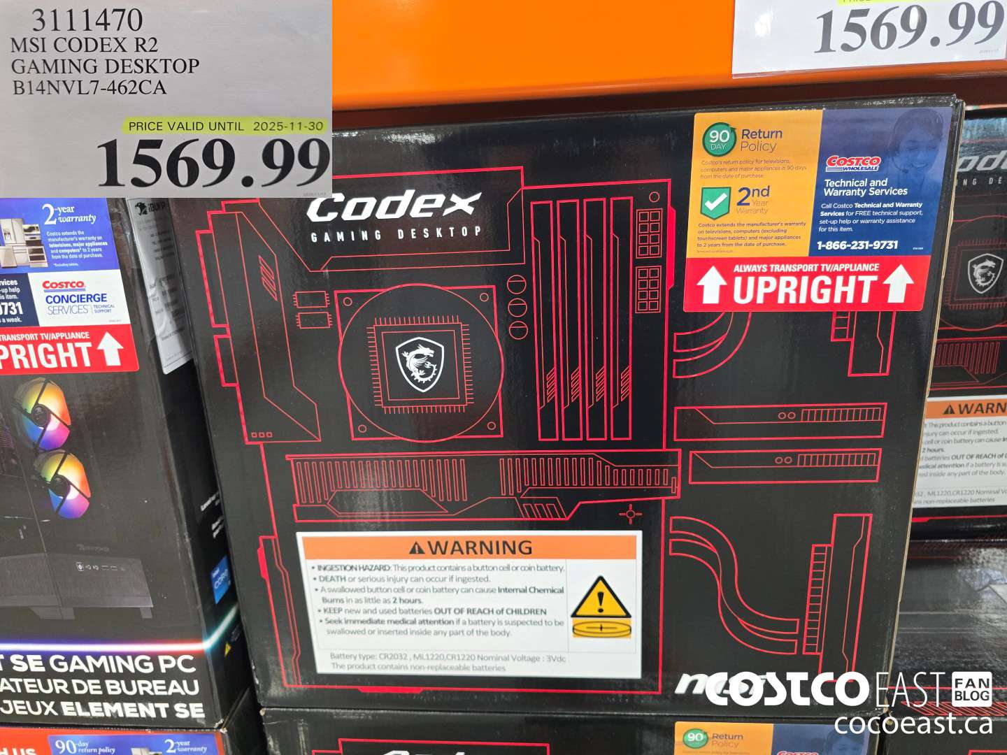 3111470 MSI CODEX R2 GAMING DESKTOP B14NVL7-462CA $1569.99