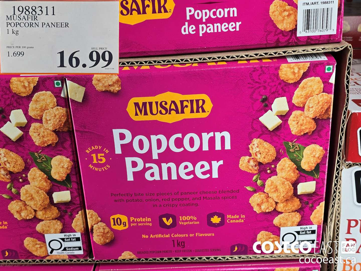 1988311 MUSAFIR POPCORN PANEER 1 kg $16.99
