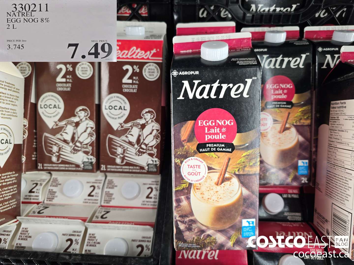 330211 NATREL EGG NOG 8% 2 L $7.49