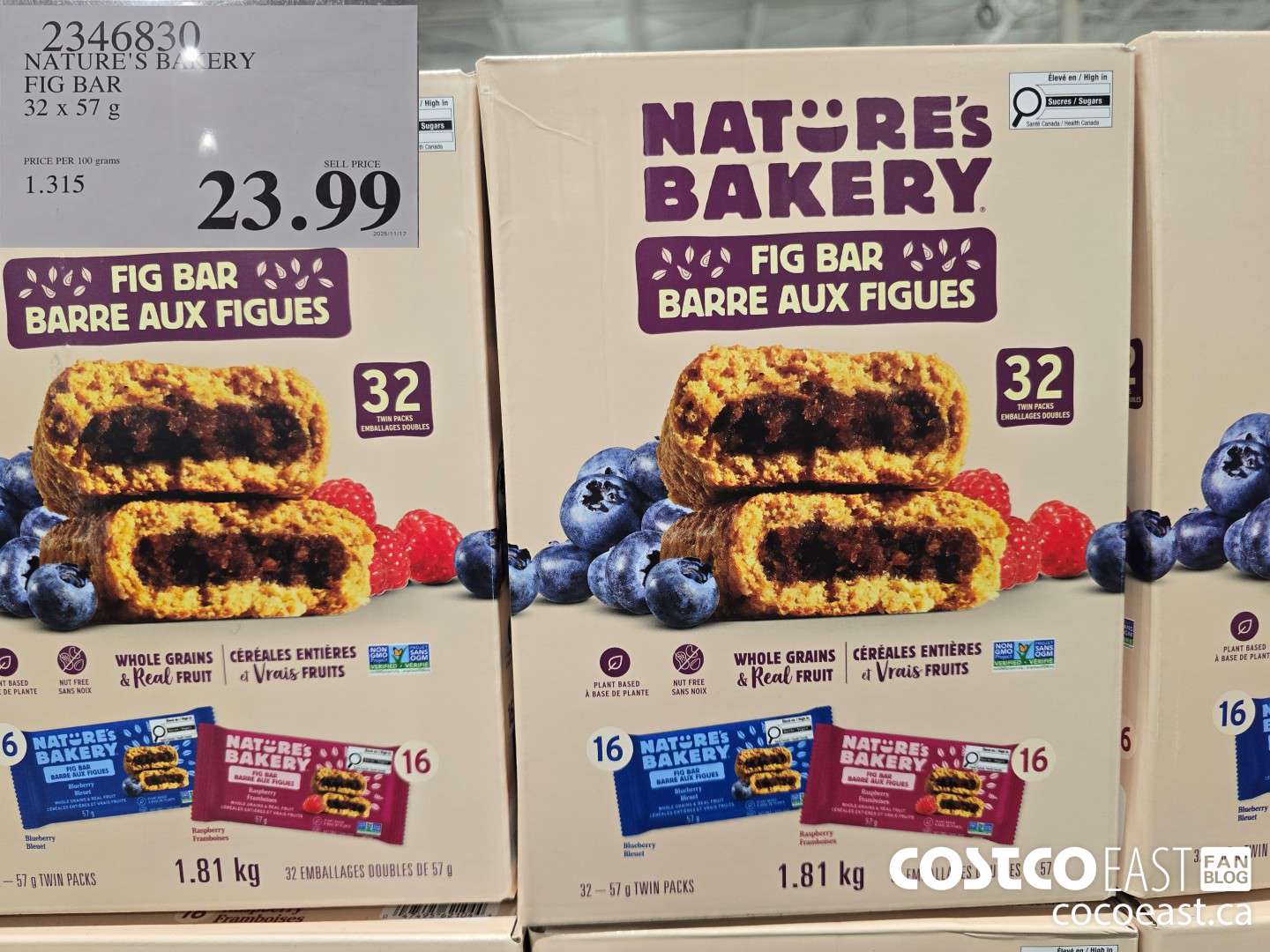 2346830 NATURE'S BAKERY FIG BAR 32 X 57 G $23.99