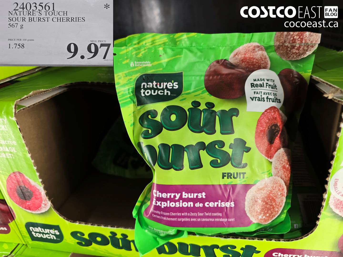 2403561 NATURE'S TOUCH SOUR BURST CHERRIES 567 g $9.97