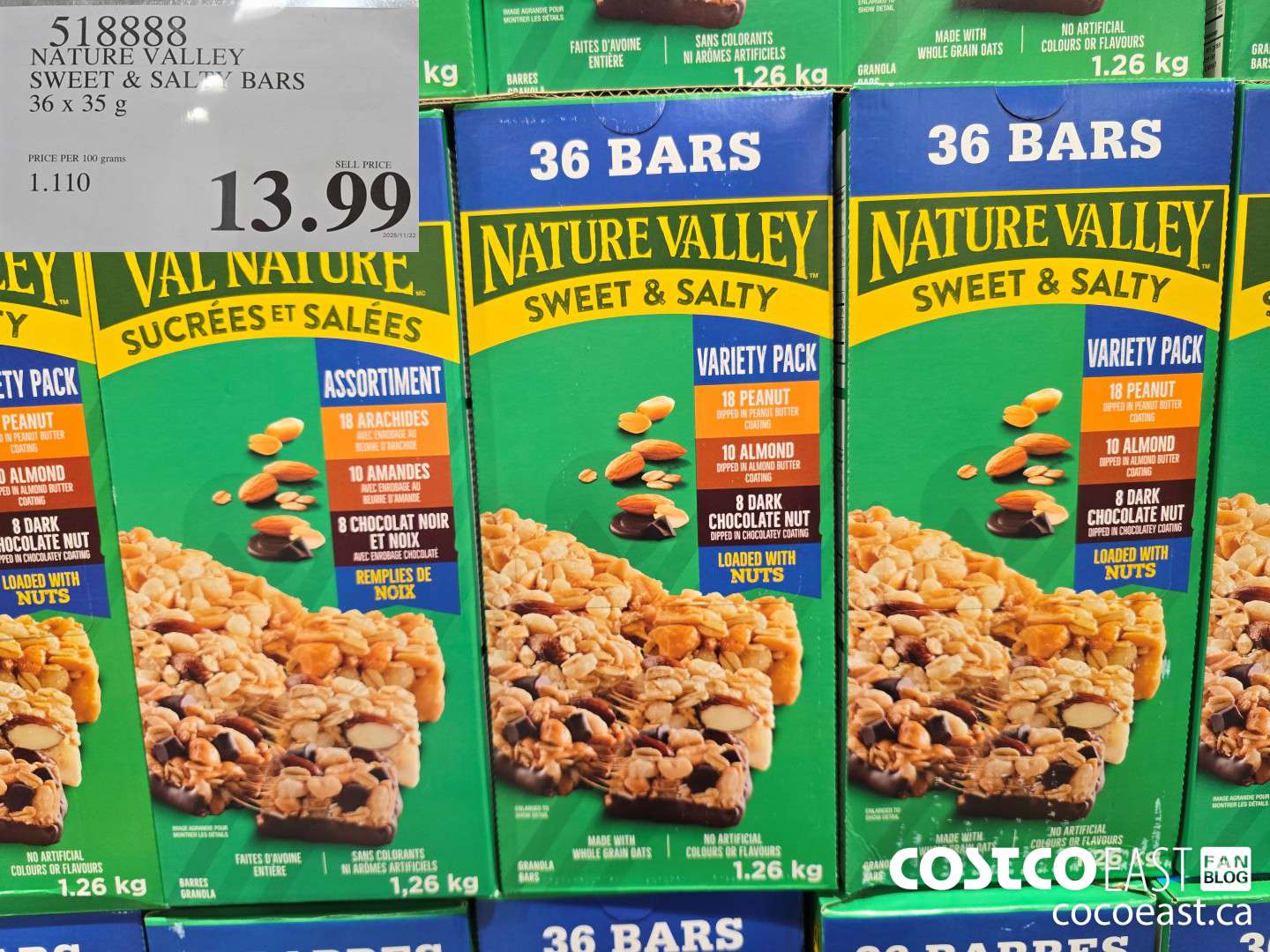 518888 NATURE VALLEY SWEET & SALTY BARS 36 X 35 G $13.99