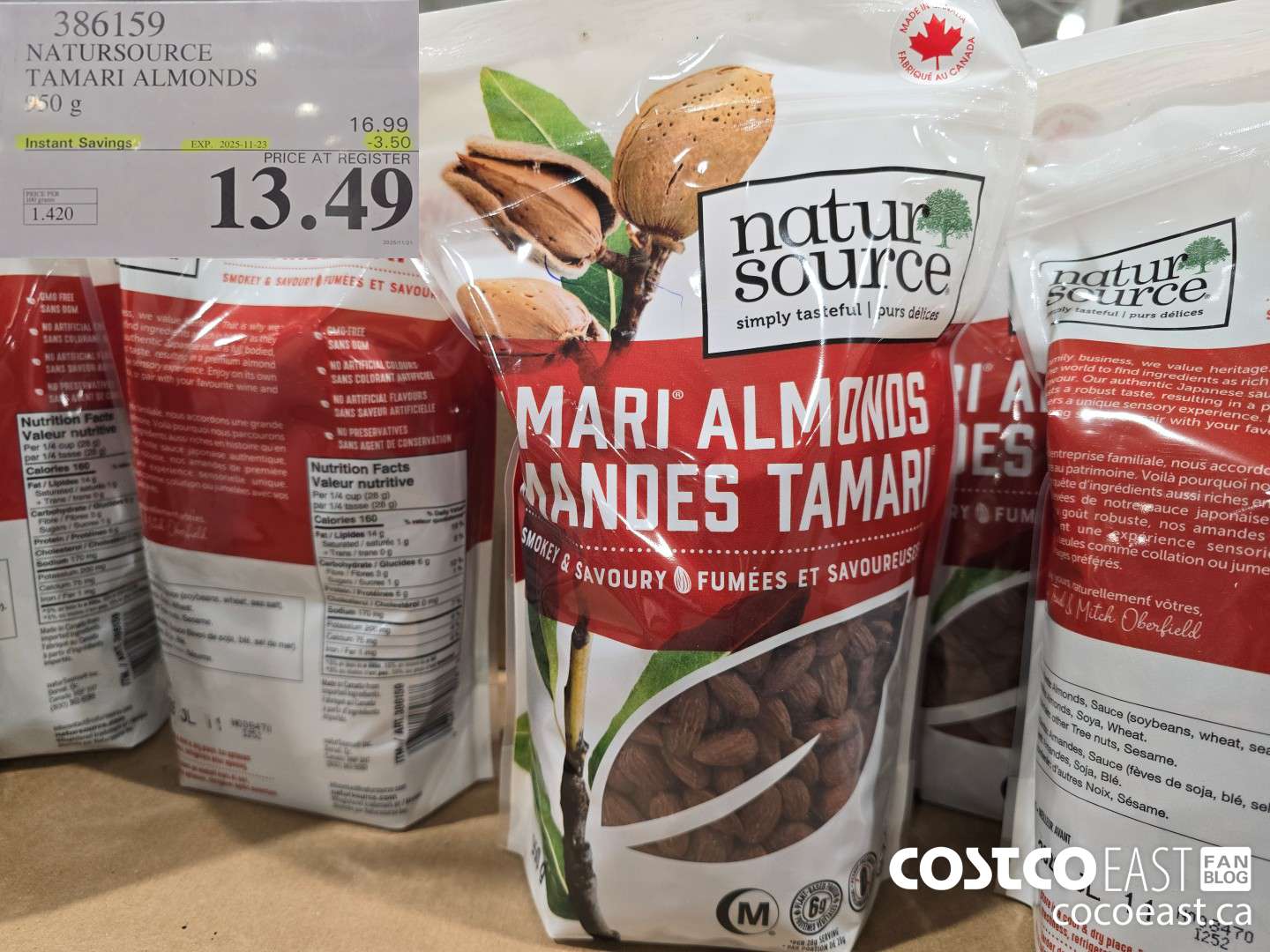 386159 NATURSOURCE TAMARI ALMONDS 950 G ($3.50 INSTANT SAVINGS EXPIRES ON 2025-11-23) $13.49