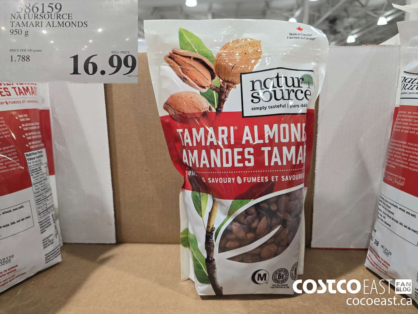 386159 NATURSOURCE TAMARI ALMONDS 950 G $16.99