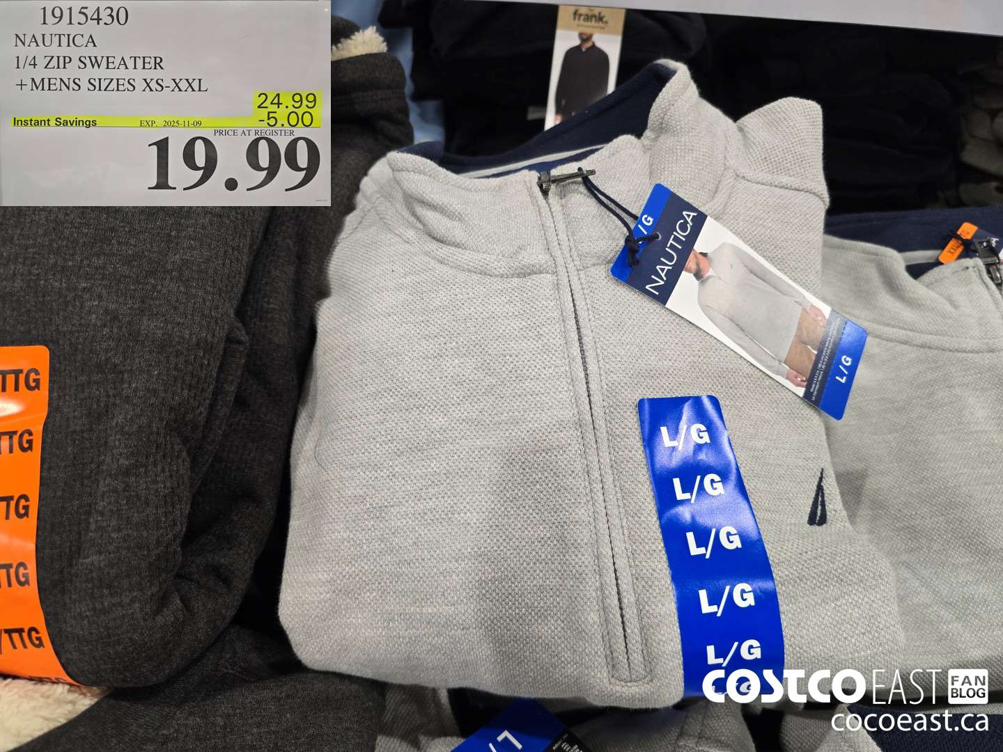 1915430 NAUTICA 1/4 ZIP SWEATER +MENS SIZES XS-XXL ($5.00 INSTANT SAVINGS EXPIRES ON 2025-11-09) $19.99