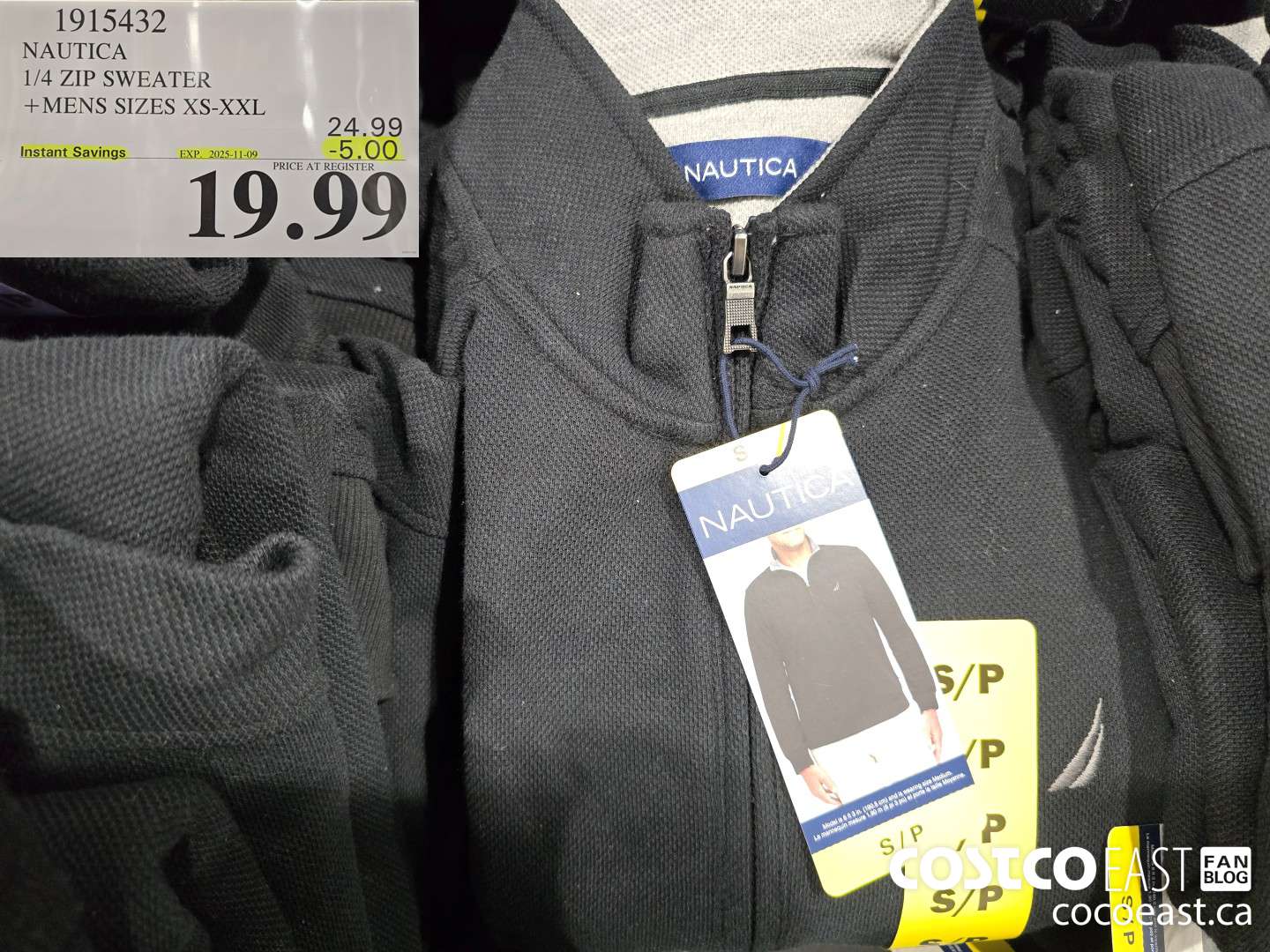 1915432 NAUTICA 1/4 ZIP SWEATER + MENS SIZES XS-XXL ($5.00 INSTANT SAVINGS EXPIRES ON 2025-11-09) $19.99