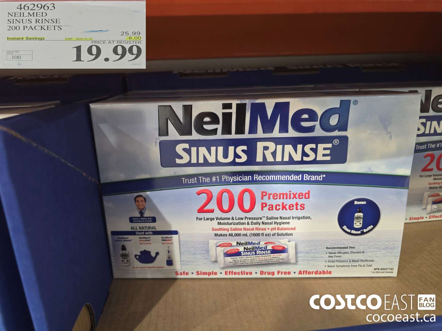 462963 NEILMED SINUS RINSE 200 PACKETS ($6.00 INSTANT SAVINGS EXPIRES ON 2025-11-23) $19.99