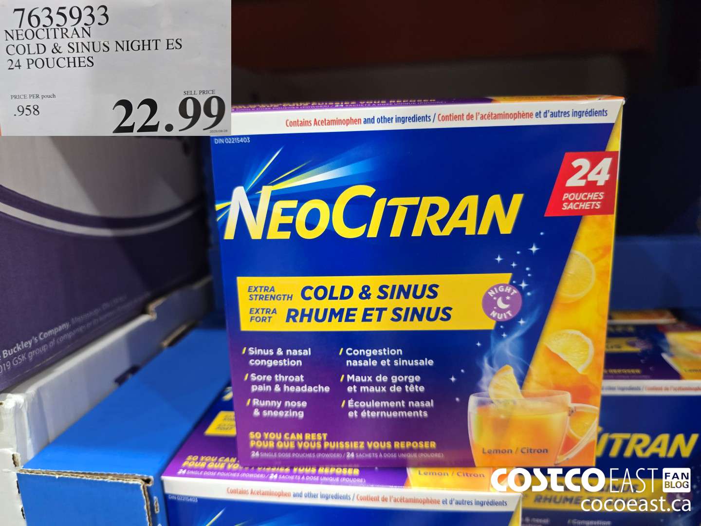 7635933 NEOCITRAN COLD & SINUS NIGHT ES 24 POUCHES $22.99