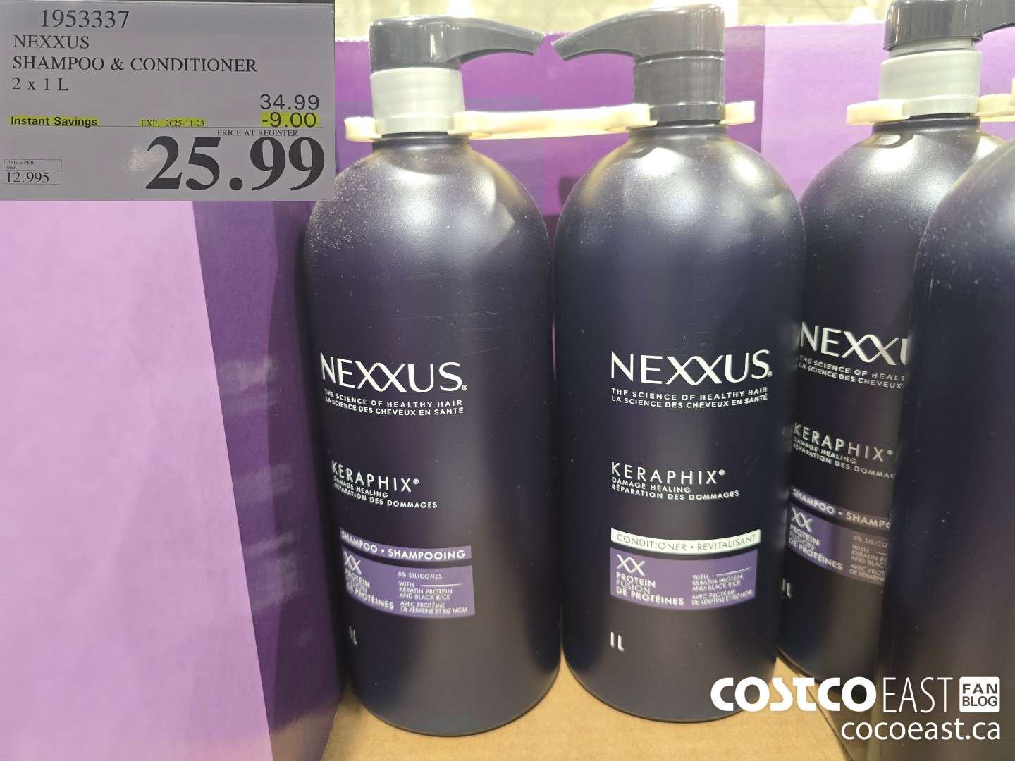 1953337 NEXXUS SHAMPOO & CONDITIONER 2 X 1 L ($9.00 INSTANT SAVINGS EXPIRES ON 2025-11-23) $25.99