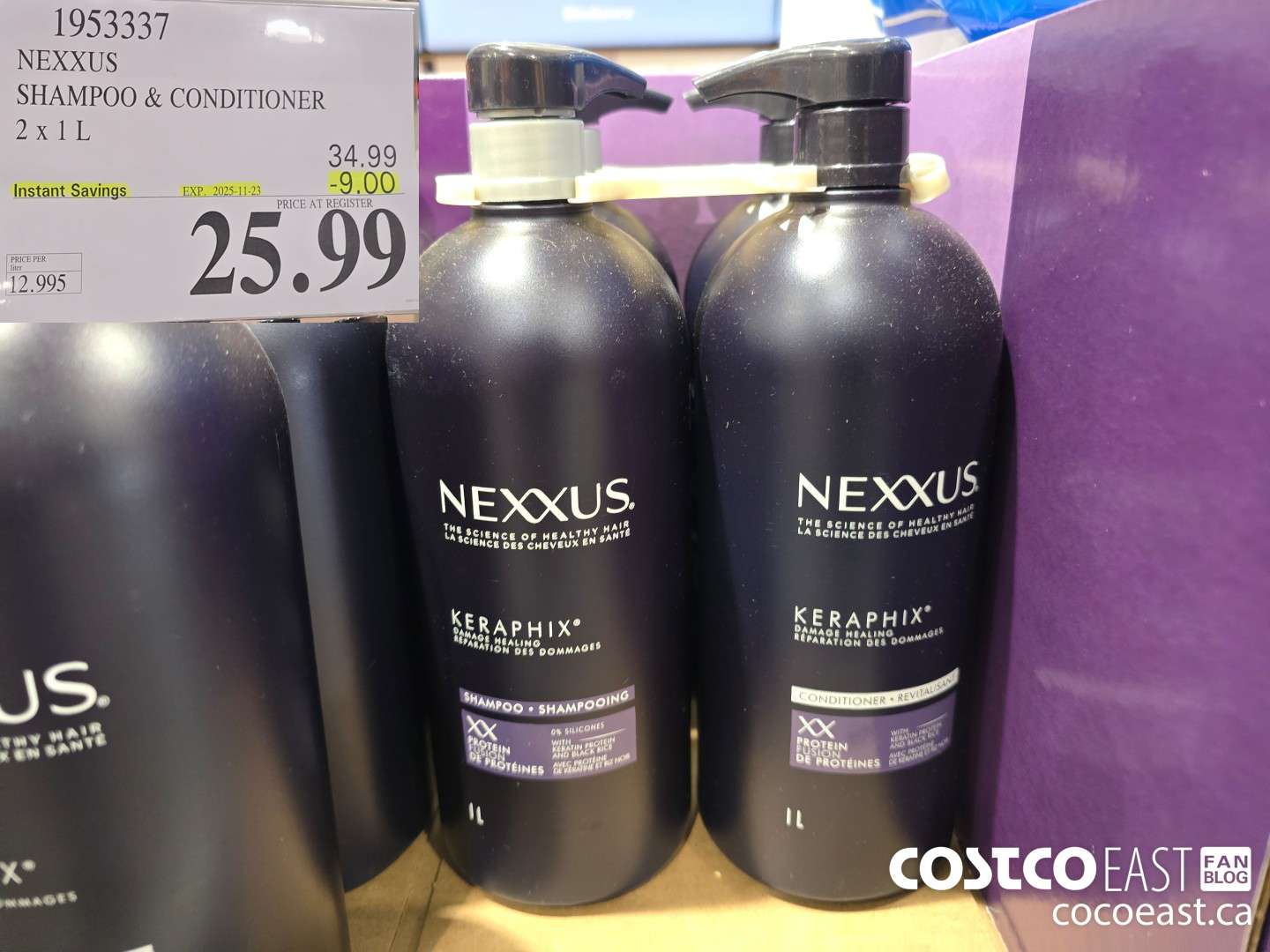 1953337 NEXXUS SHAMPOO & CONDITIONER 2 X 1 L ($9.00 INSTANT SAVINGS EXPIRES ON 2025-11-23) $25.99