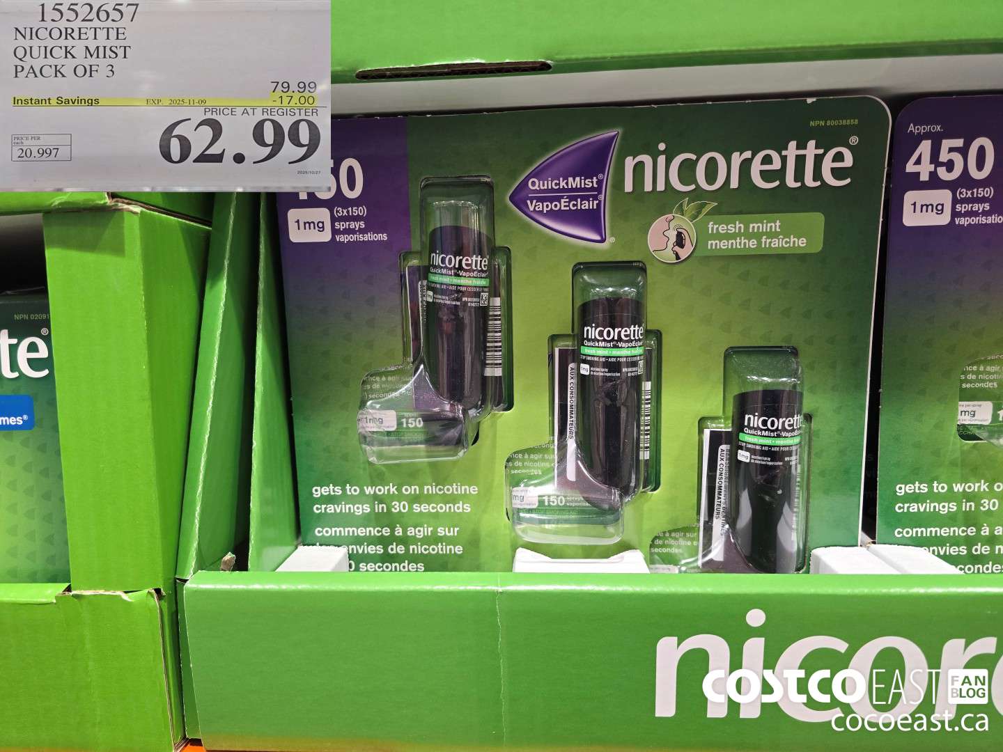 1552657 NICORETTE QUICK MIST PACK OF 3 ($17.00 INSTANT SAVINGS EXPIRES ON 2025-11-09) $62.99