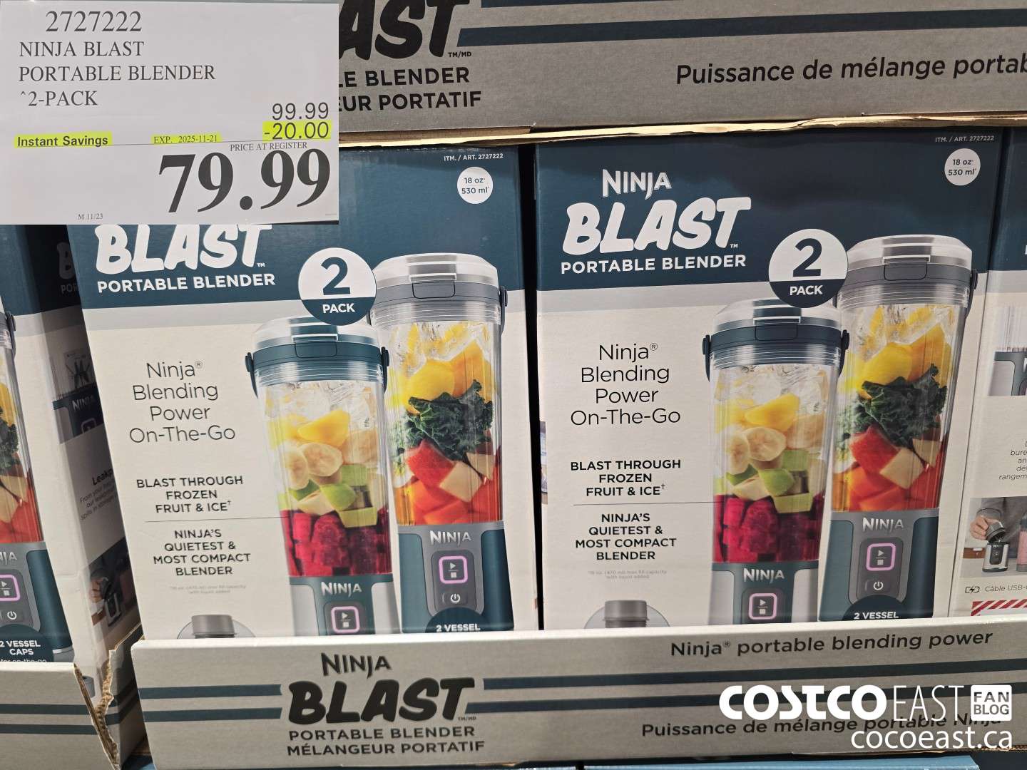 2727222 NINJA BLAST PORTABLE BLENDER 2-PACK ($20.00 INSTANT SAVINGS EXPIRES ON 2025-11-21) $79.99