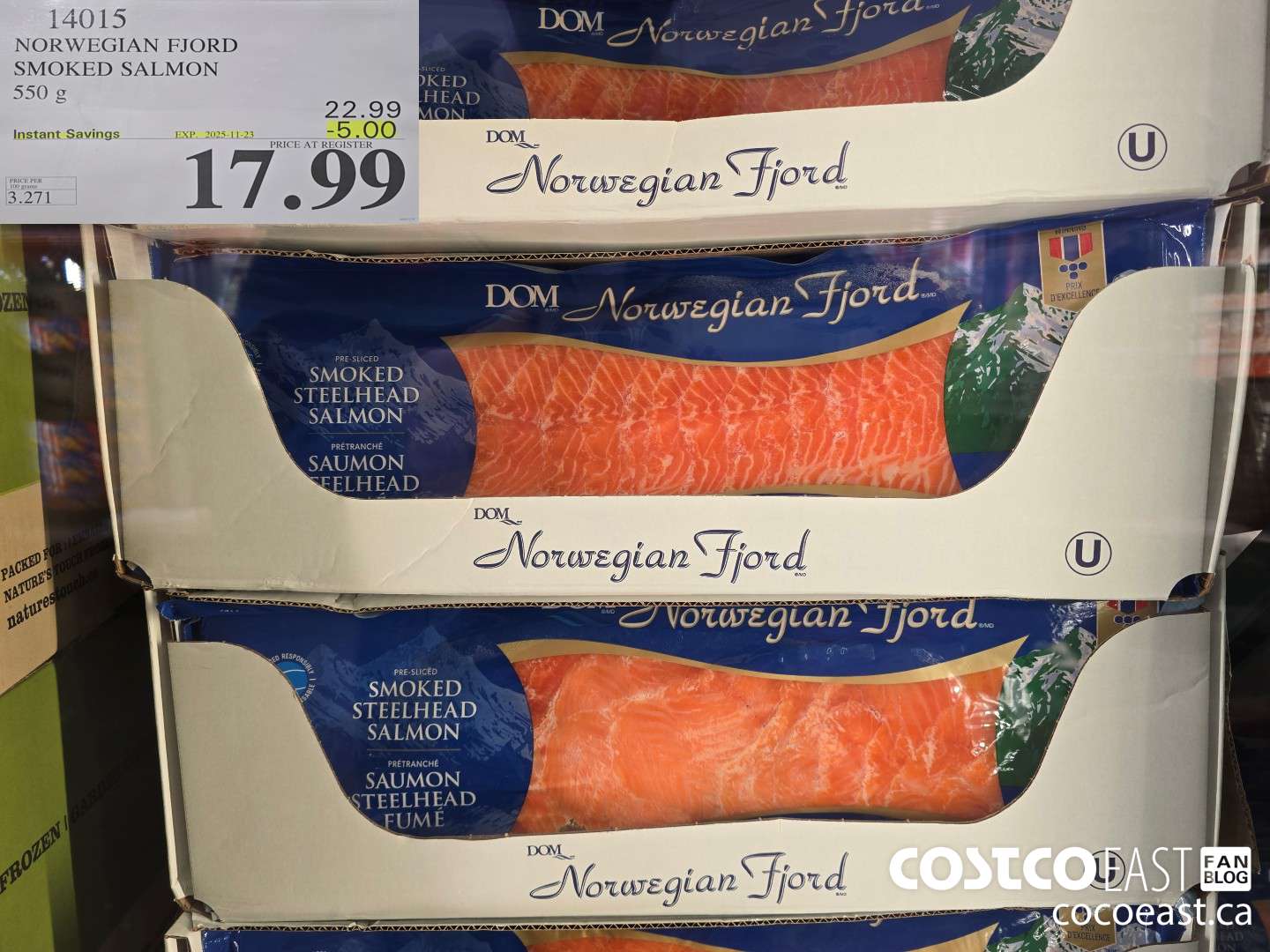 14015 NORWEGIAN FJORD SMOKED SALMON 550 G ($5.00 INSTANT SAVINGS EXPIRES ON 2025-11-23) $17.99