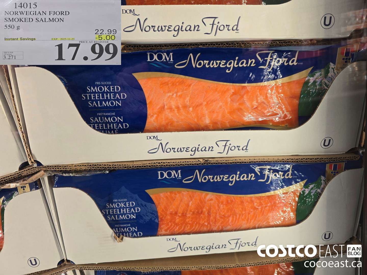 14015 NORWEGIAN FJORD SMOKED SALMON 550 G ($5.00 INSTANT SAVINGS EXPIRES ON 2025-11-23) $17.99
