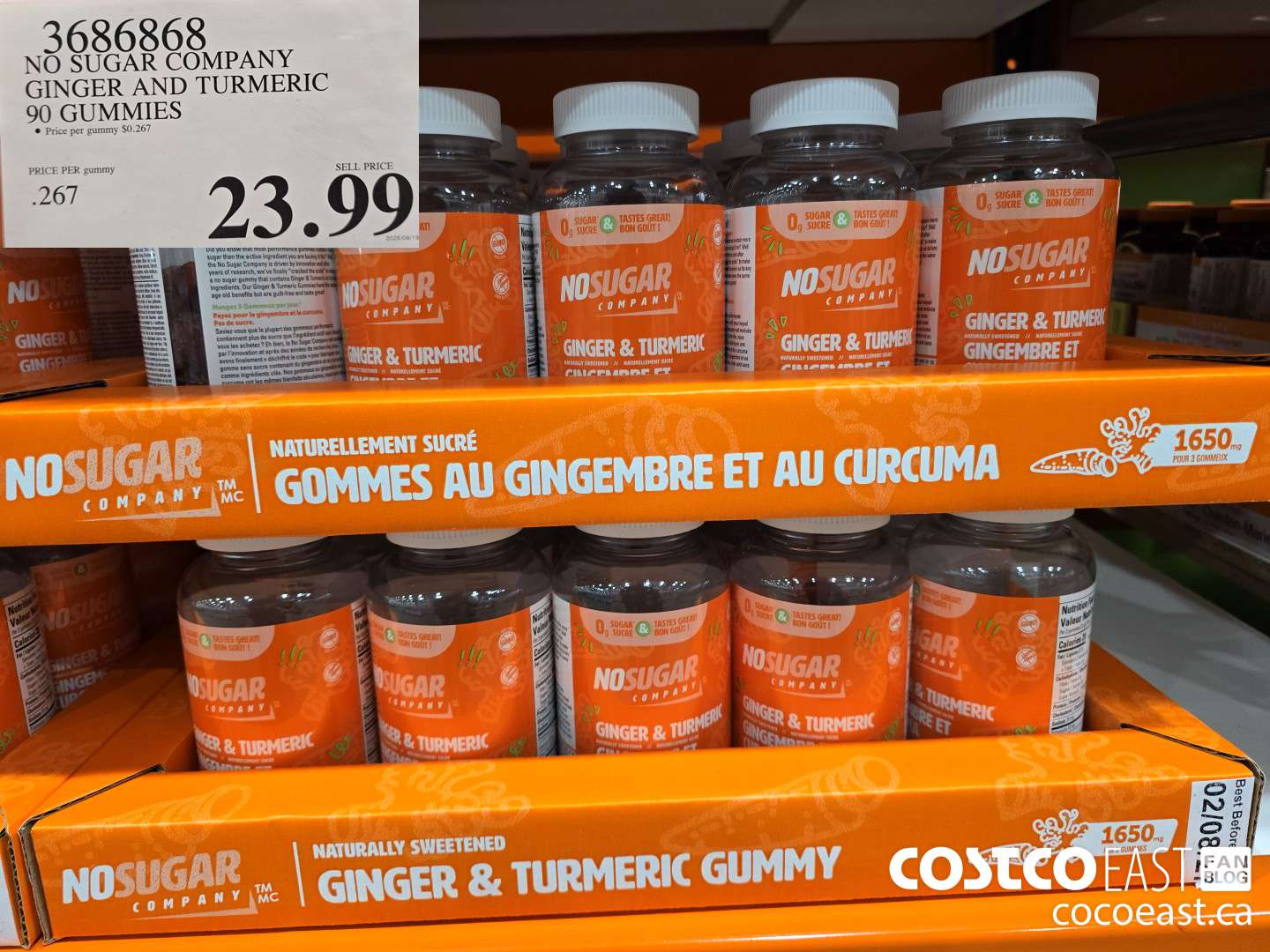 3686868 NO SUGAR GINGER AND TURMERIC 90 GUMMIES $23.99