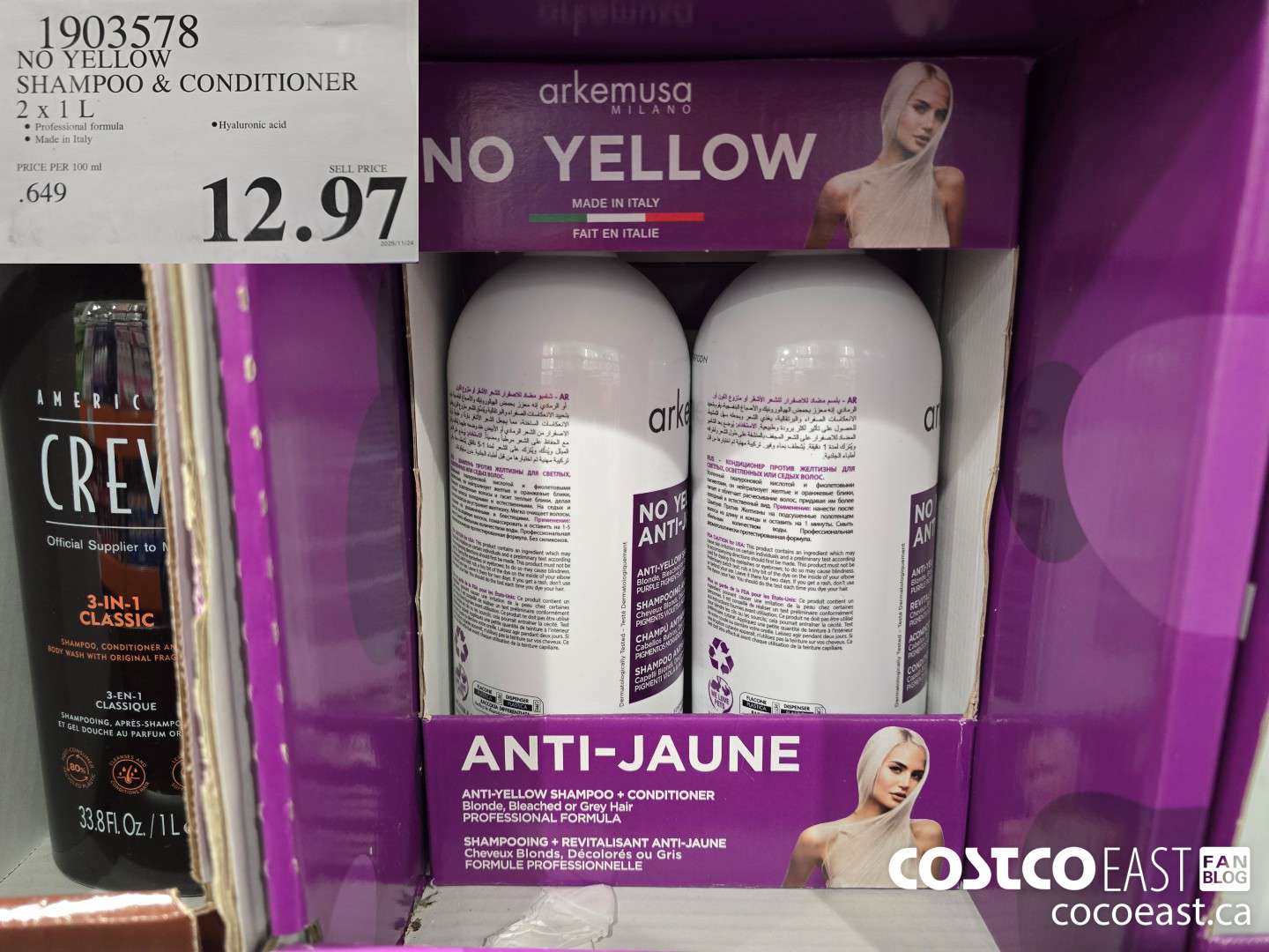 1903578 NO YELLOW SHAMPOO & CONDITIONER 2 X 1L $12.97