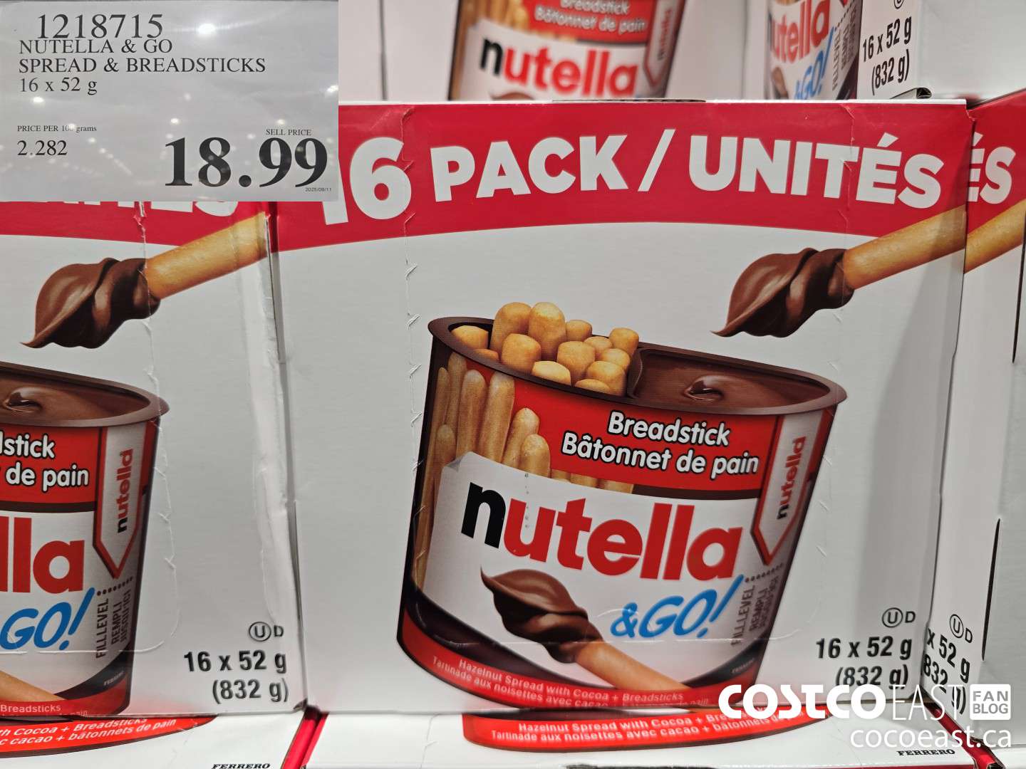 1218715 NUTELLA & GO SPREAD & BREADSTICKS 16 x 52g $18.99