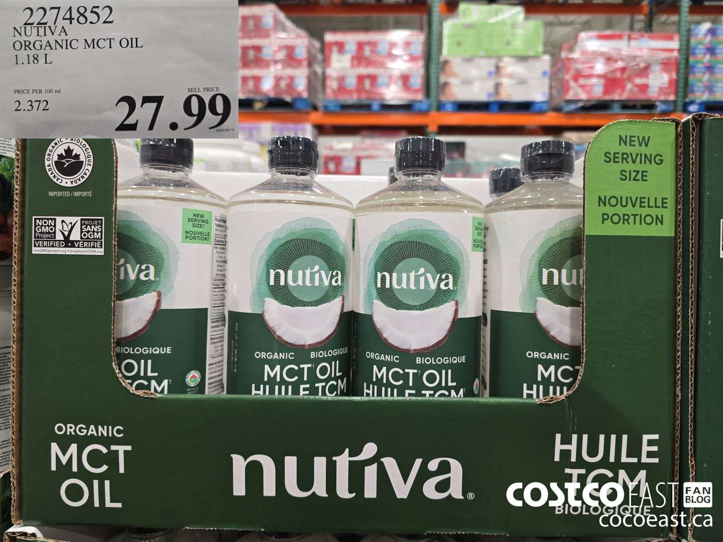 2274852 NUTIVA ORGANIC MCT OIL 1.18L $27.99