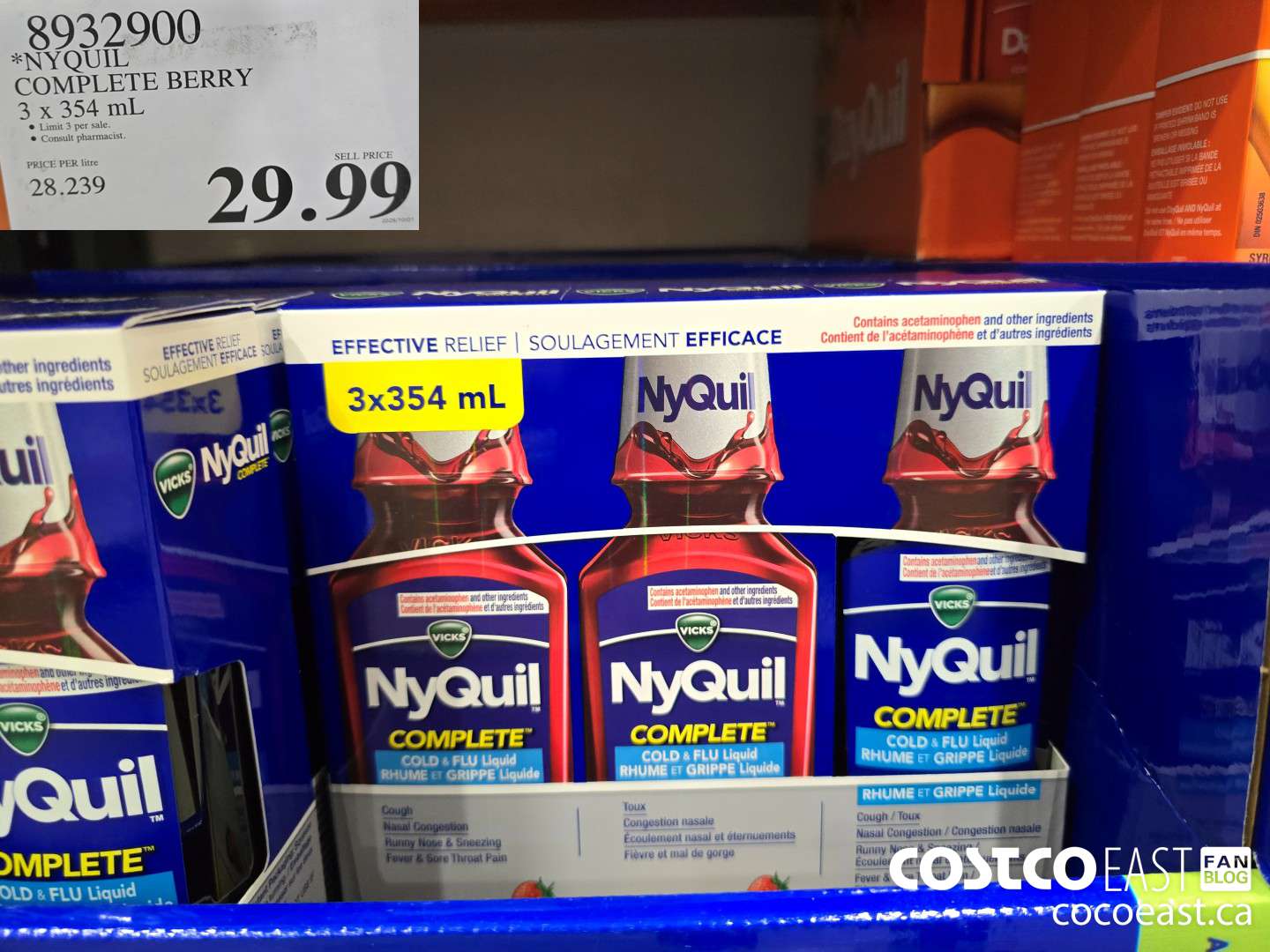 8932900 NYQUIL COMPLETE BERRY 3 X 354 mL $29.99