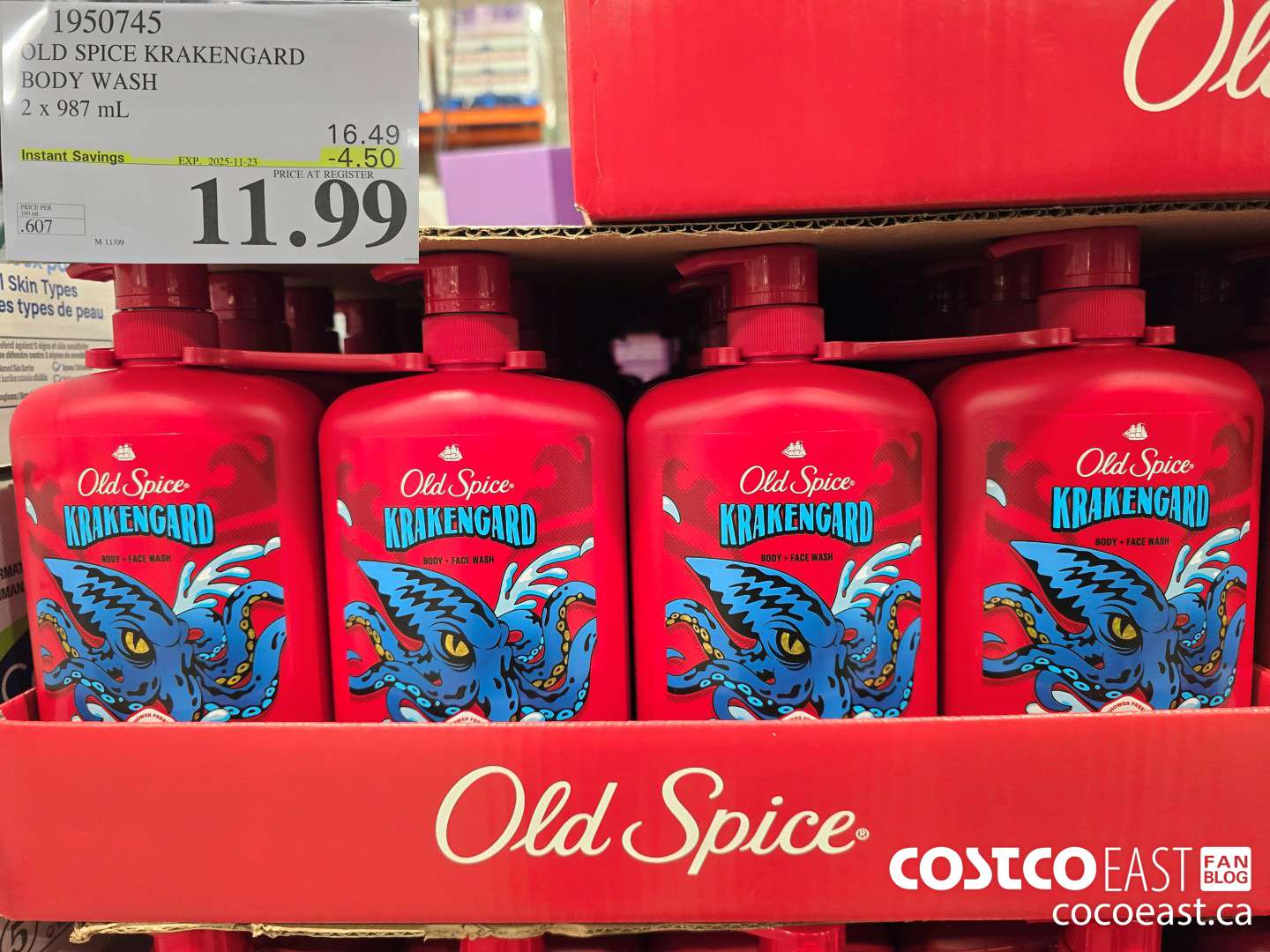 1950745 OLD SPICE KRAKENGARD BODY WASH 2 x 987 mL ($4.50 INSTANT SAVINGS EXPIRES ON 2025-11-23) $11.99
