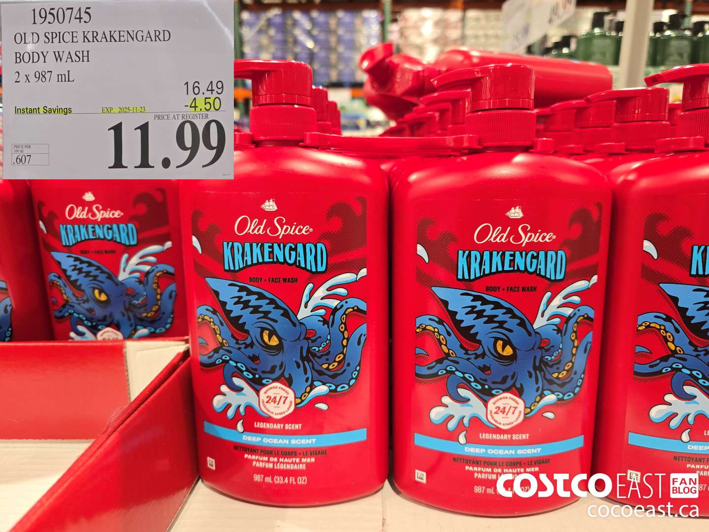 1950745 OLD SPICE KRAKENGARD BODY WASH 2 x 987 mL ($4.50 INSTANT SAVINGS EXPIRES ON 2025-11-23) $11.99