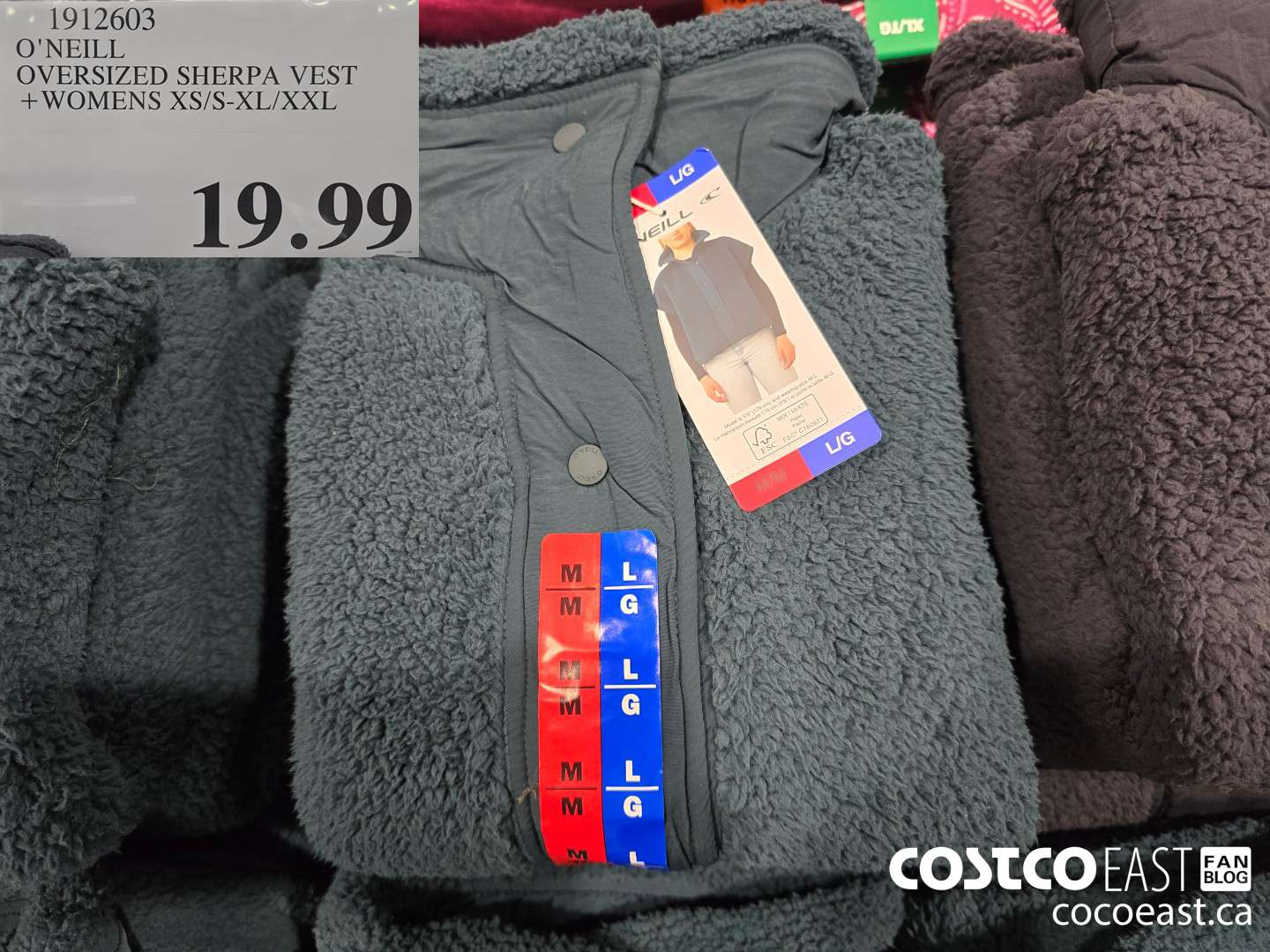 1912603 O'NEILL SHERPA VEST +WOMENS XS/S-XL/XXL $19.99