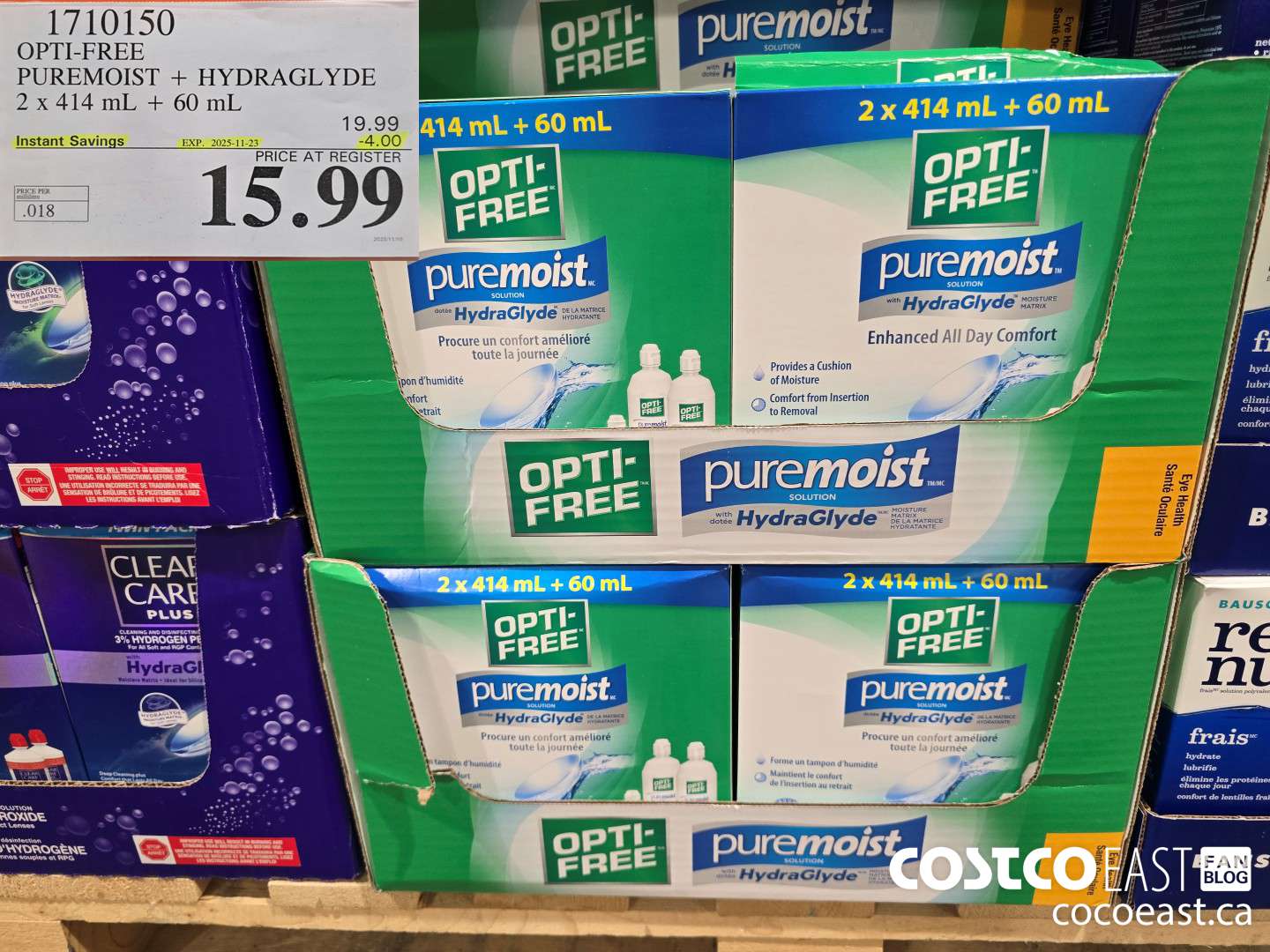 1710150 OPTI-FREE PUREMOIST + HYPERGLIDE 2 X 414 + 60 ml ($4.00 INSTANT SAVINGS EXPIRES ON 2025-11-23) $15.99