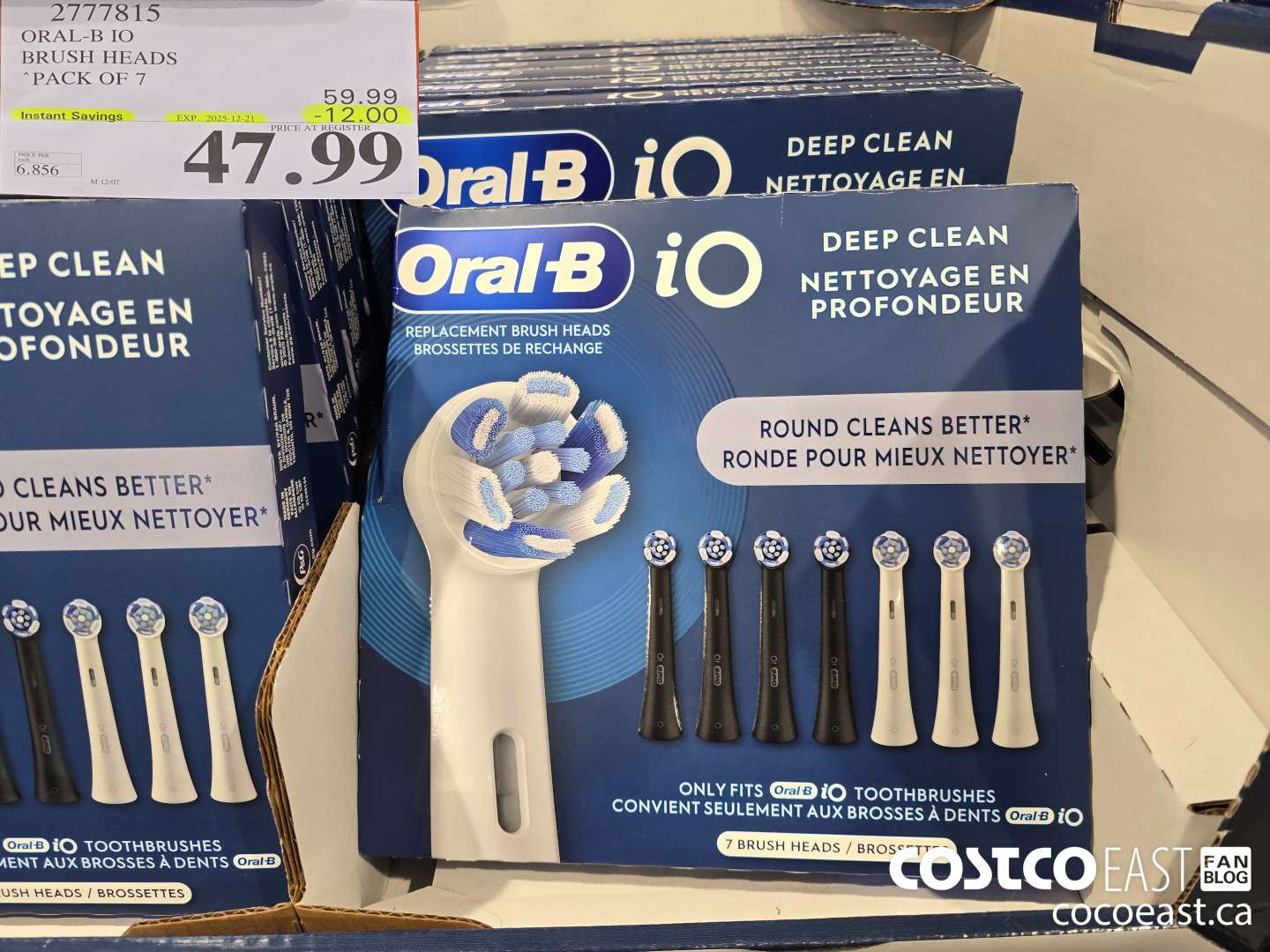 2777815 ORAL-B IO BRUSH HEADS “PACK OF 7 ($12.00 INSTANT SAVINGS EXPIRES ON 2025-12-21) $47.99