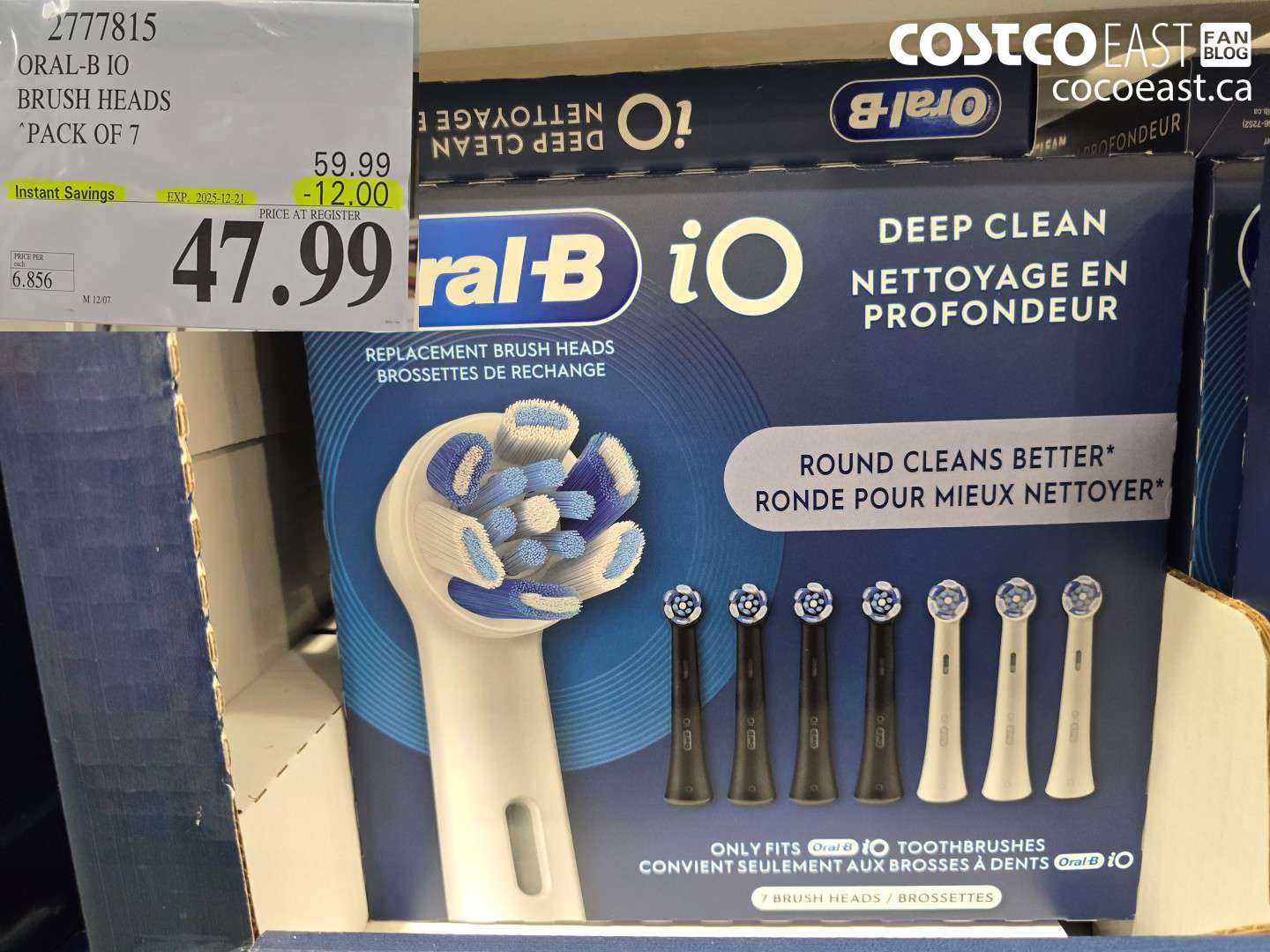 2777815 ORAL-B IO BRUSH HEADS “PACK OF 7 ($12.00 INSTANT SAVINGS EXPIRES ON 2025-12-21) $47.99