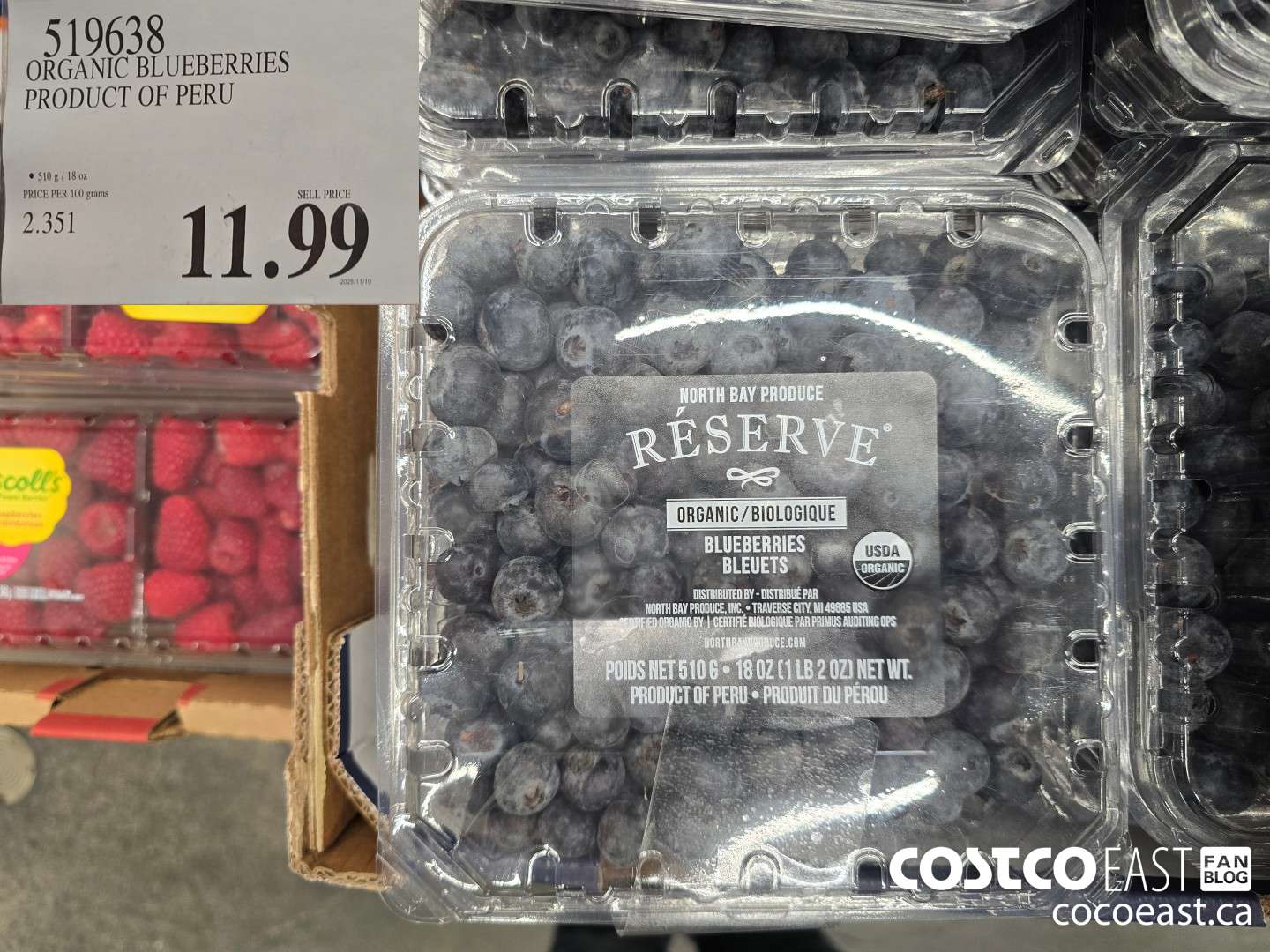 519638 ORGANIC BLUEBERRIES PRODUCT OF PERU $11.99