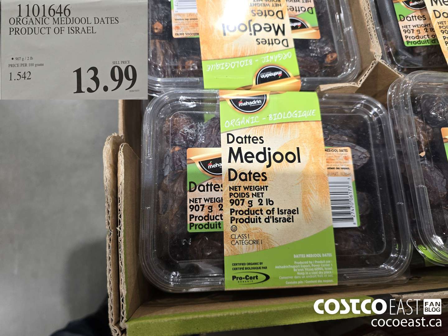 1101646 ORGANIC MEDJOOL DATES PRODUCT OF ISRAEL $13.99