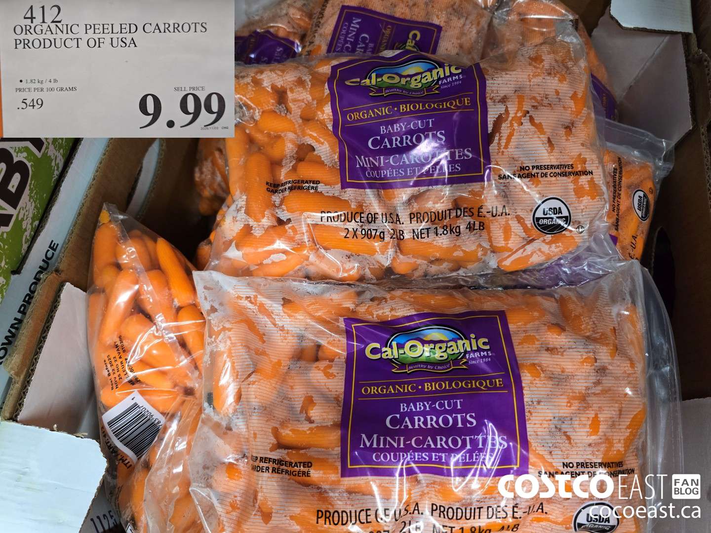 412 ORGANIC PEELED CARROTS PRODUCT OF USA $9.99