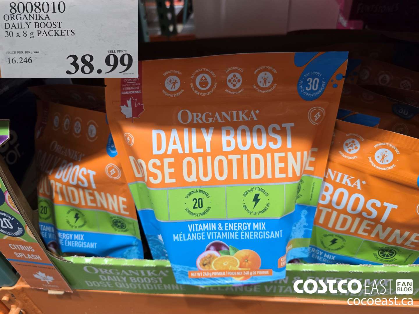 8008010 ORGANIKA DAILY BOOST 30 x 8 g PACKETS $38.99