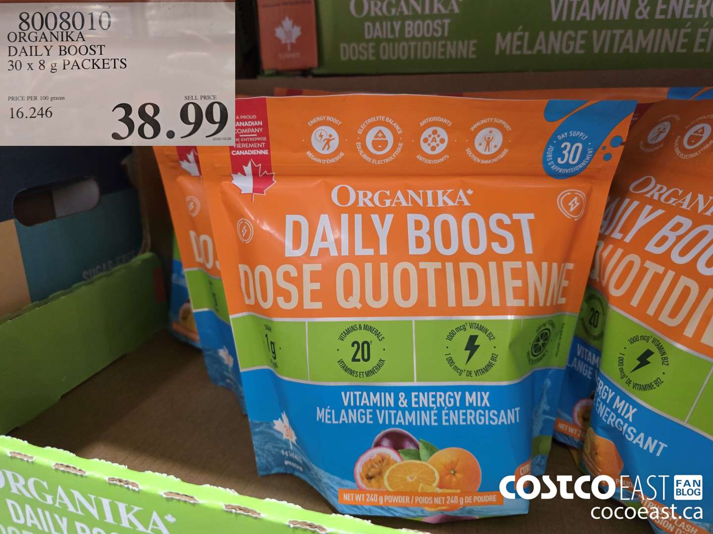 8008010 ORGANIKA DAILY BOOST 30 x 8 g PACKETS $38.99