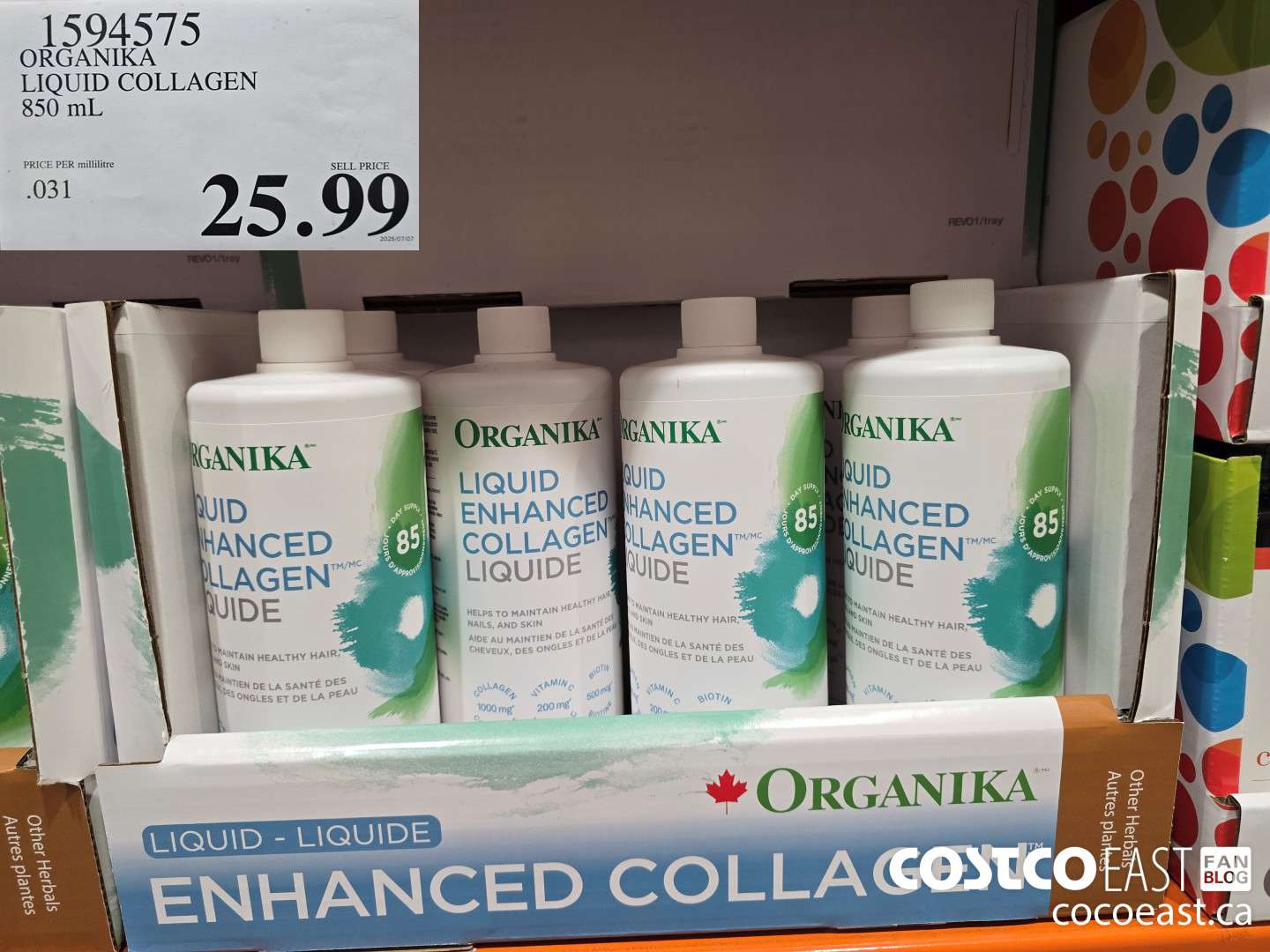 1594575 ORGANIKA LIQUID COLLAGEN 850 ML $25.99