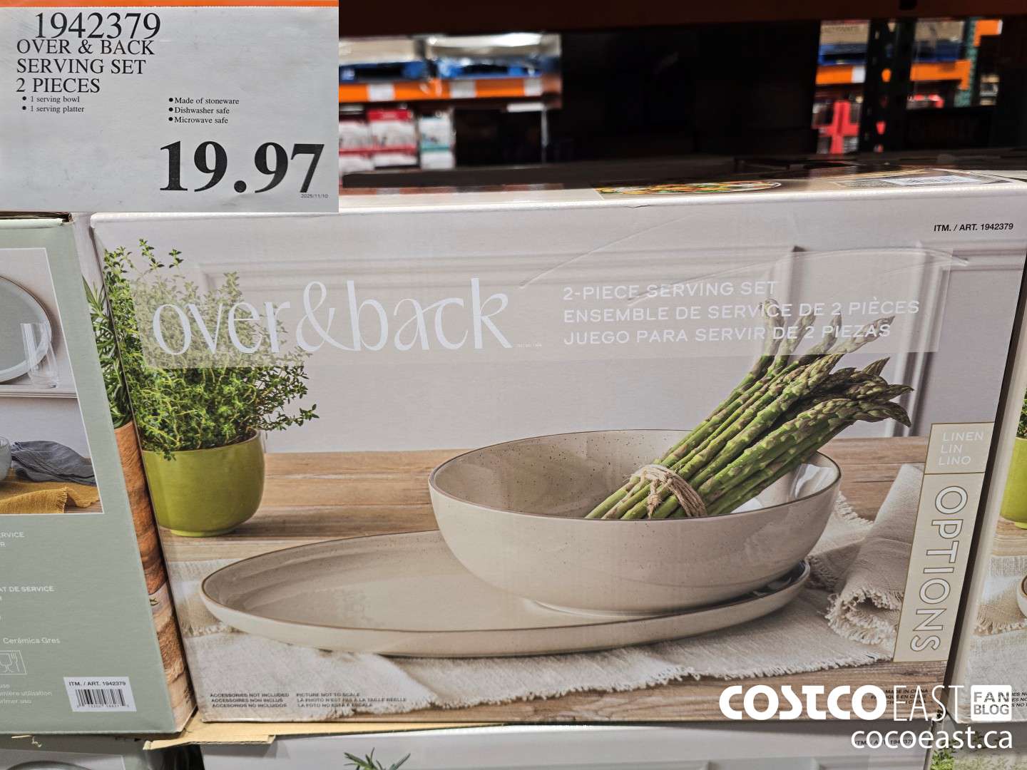 1942379 OVER & BACK SERVING SET 2 PIECES $19.97