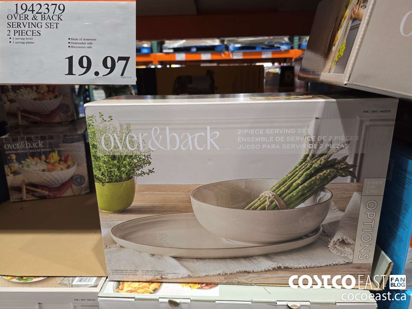 1942379 OVER & BACK SERVING SET 2 PIECES $19.97