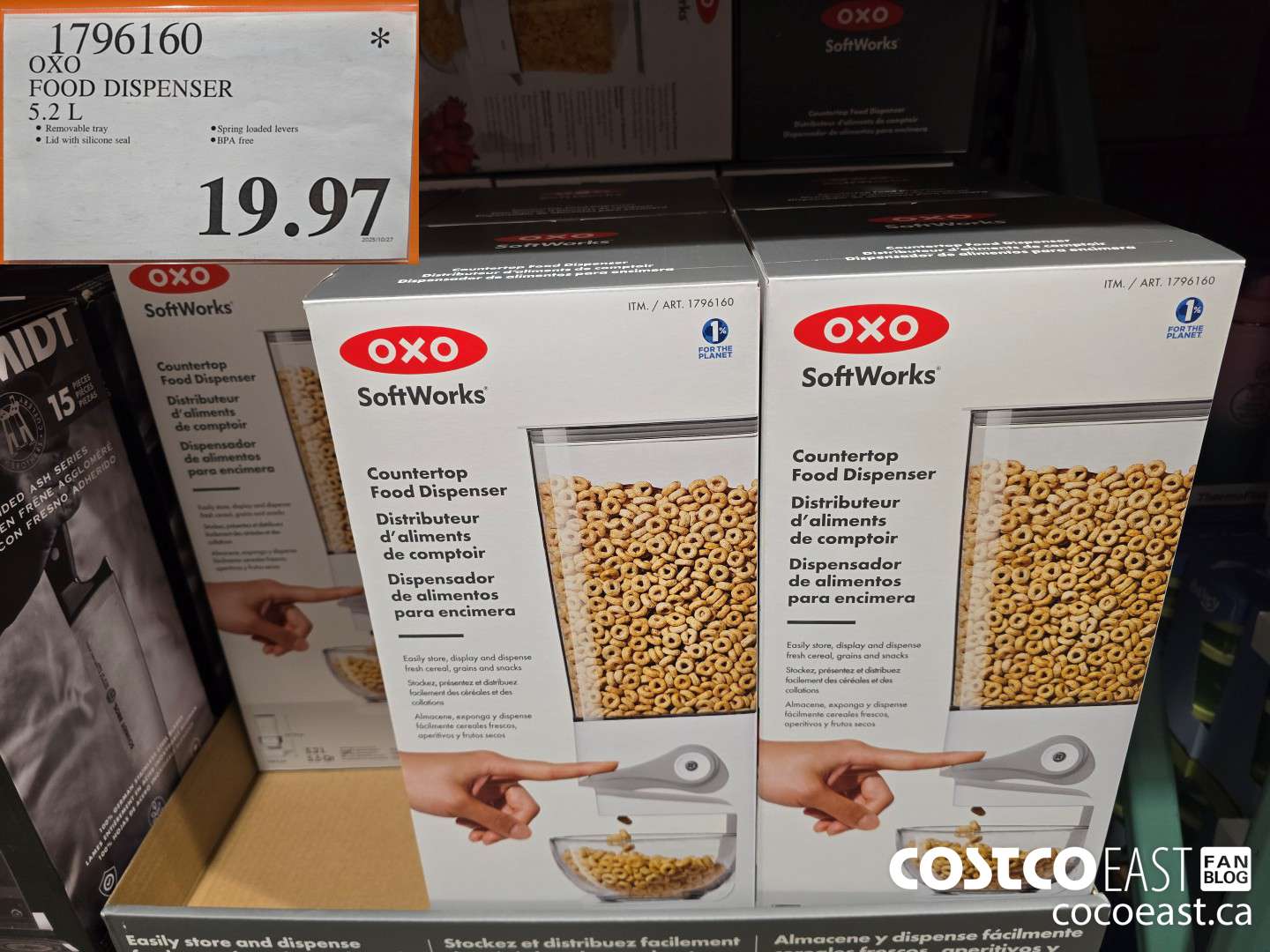 1796160 OXO FOOD DISPENSER 5.2 L $19.97