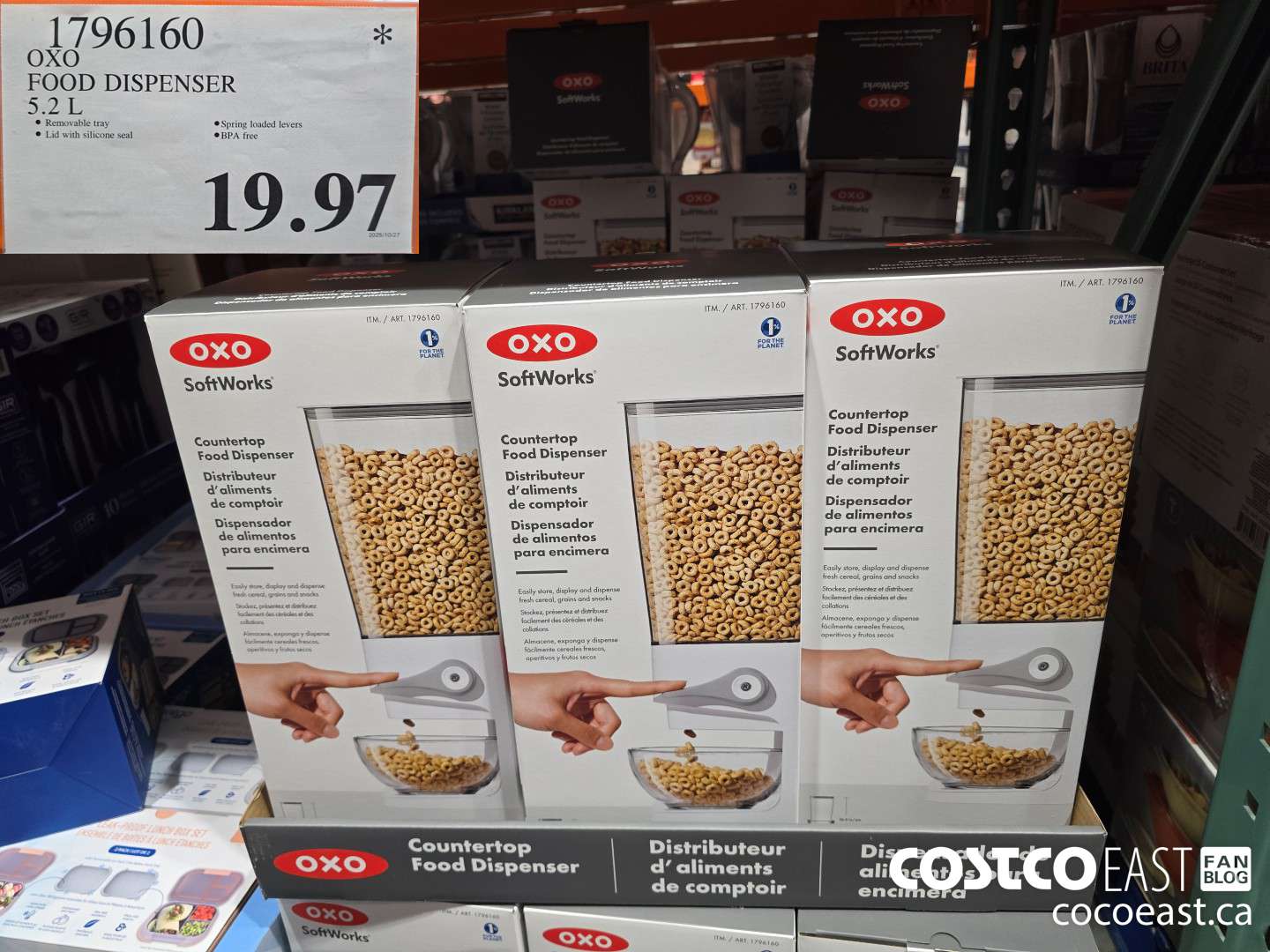 1796160 OXO FOOD DISPENSER 5.2 L $19.97