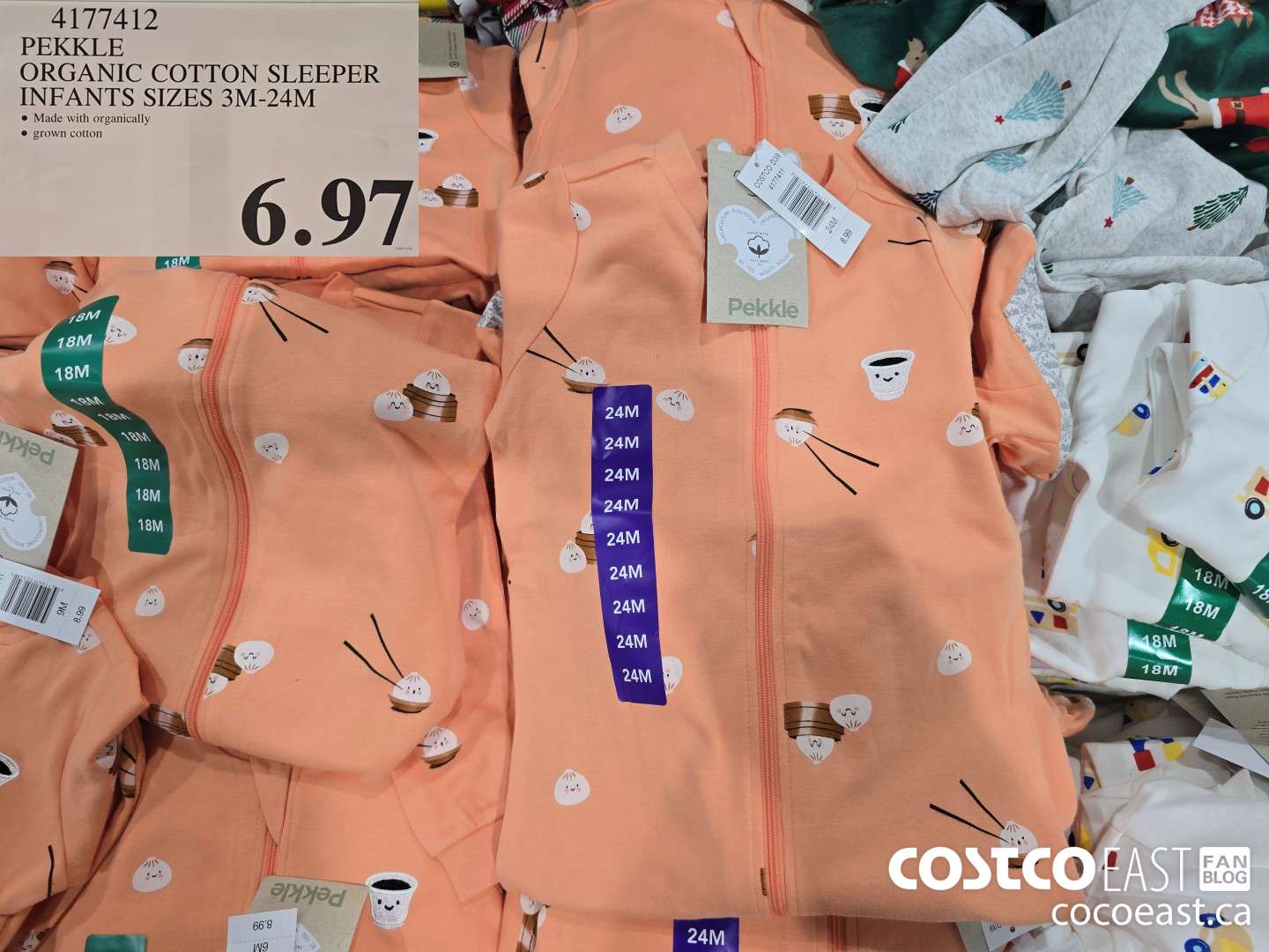 4177412 PEKKLE ORGANIC COTTON SLEEPER INFANTS SIZES 3-24M $6.97