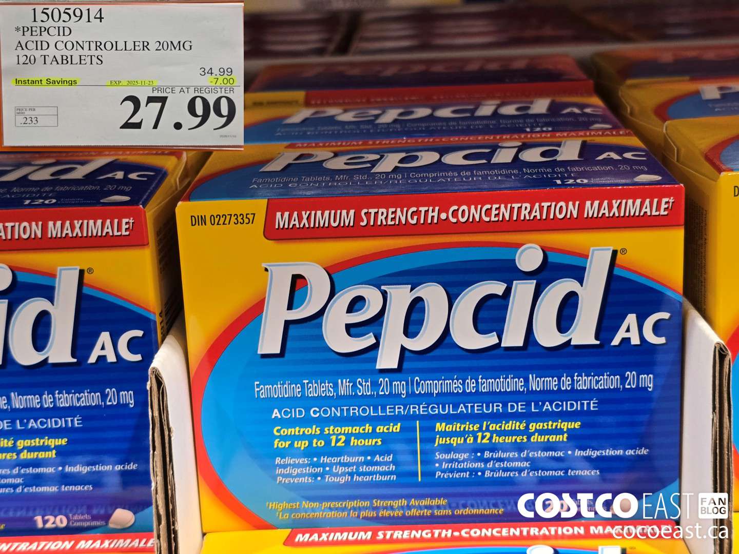 1505914 PEPCID ACID CONTROLLER 20MG 120 TABLETS ($7.00 INSTANT SAVINGS EXPIRES ON 2025-11-23) $27.99