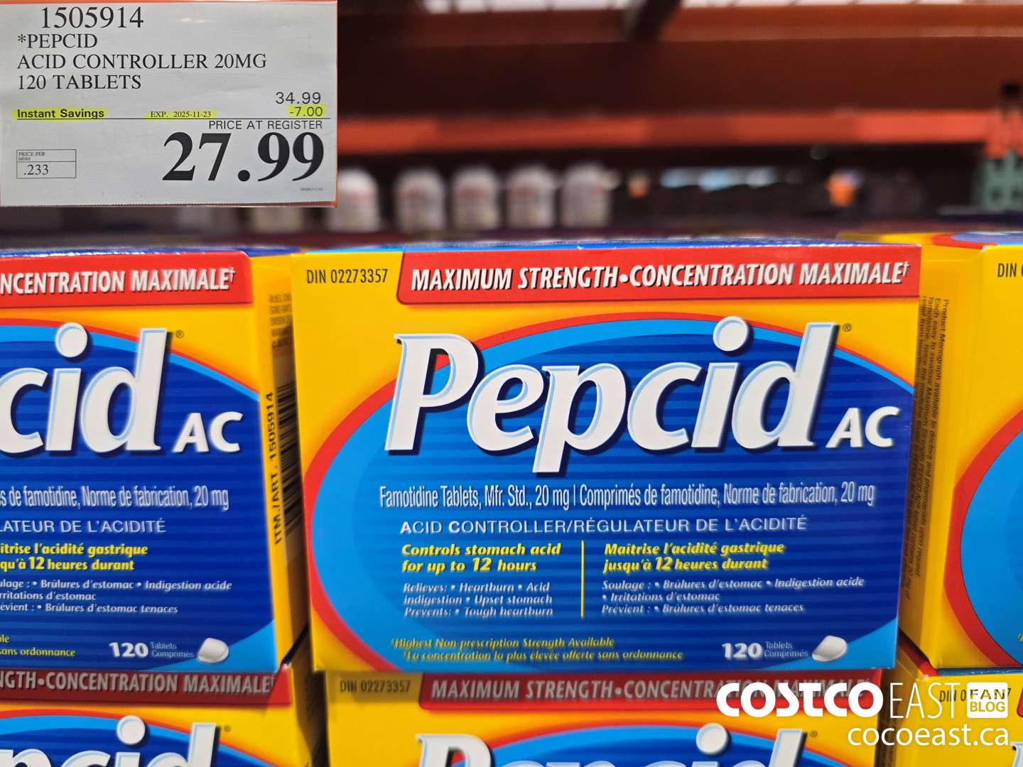 1505914 PEPCID ACID CONTROLLER 20MG 120 TABLETS ($7.00 INSTANT SAVINGS EXPIRES ON 2025-11-23) $27.99