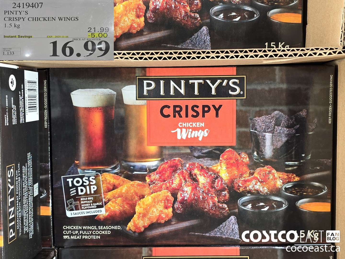 2419407 PINTY'S CRISPY CHICKEN WINGS 1.5 kg ($5.00 INSTANT SAVINGS EXPIRES ON 2025-11-16) $16.99