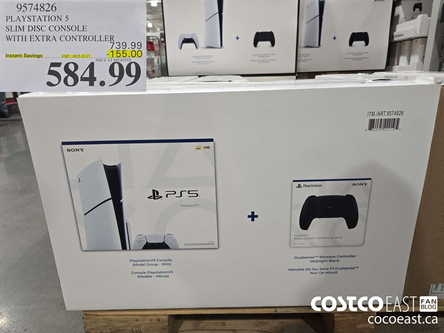 9574826 PLAYSTATION 5 SLIM DISC CONSOLE WITH EXTRA CONTROLLER ($155.00 INSTANT SAVINGS EXPIRES ON 2025-12-17) $584.99