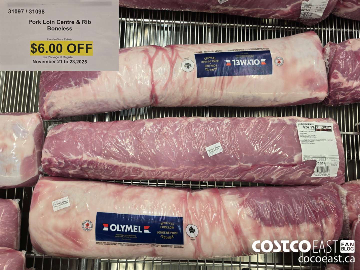 31097 PORK LOIN CENTRE & RIB BONELESS ($6.00 INSTANT SAVINGS)