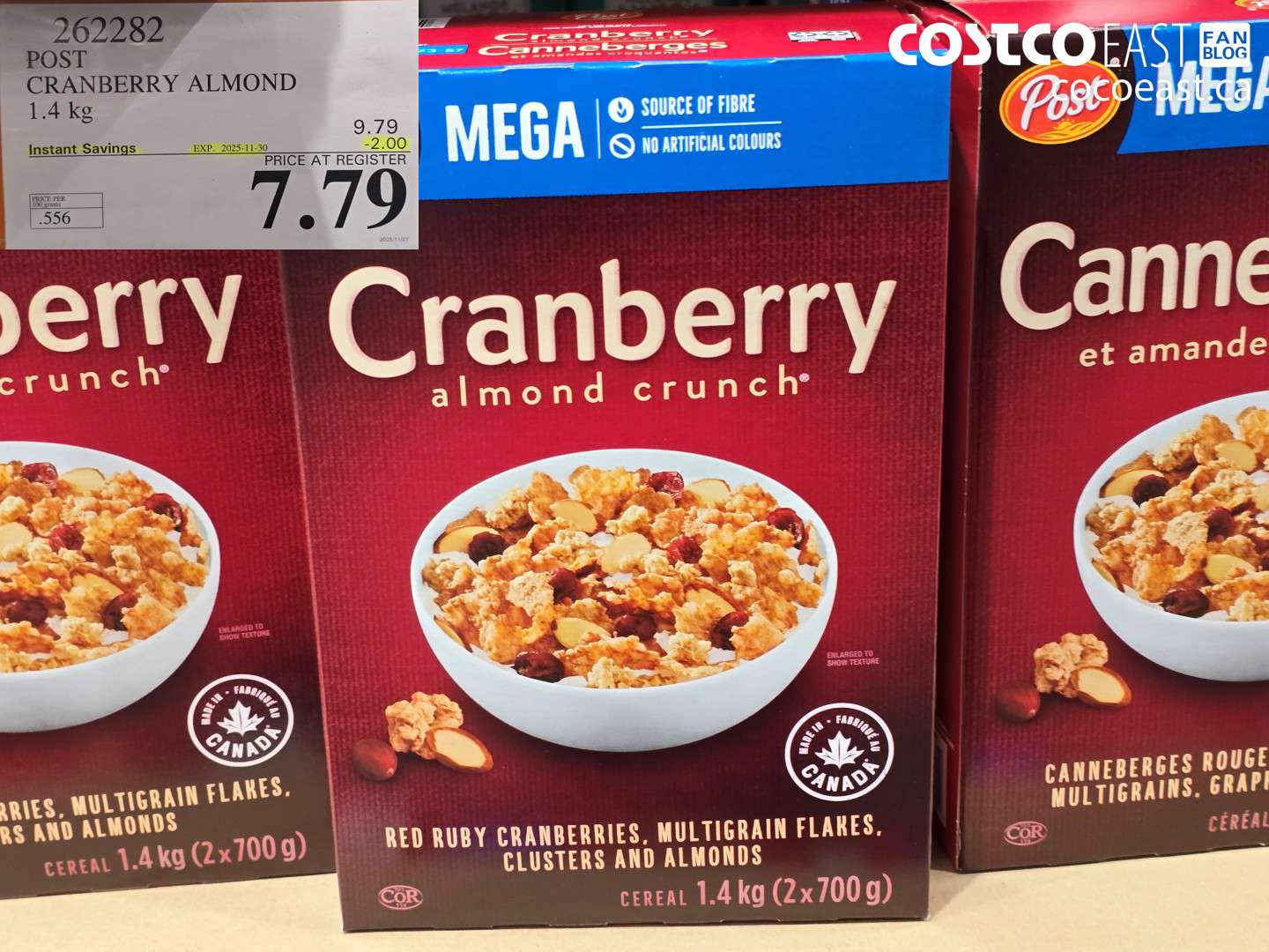 262282 POST CRANBERRY ALMOND 1.4 KG ($2.00 INSTANT SAVINGS EXPIRES ON 2025-11-30) $7.79