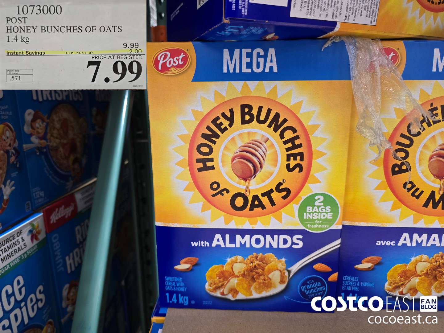 1073000 POST HONEY BUNCHES OF OATS 1.4 KG ($2.00 INSTANT SAVINGS EXPIRES ON 2025-11-09) $7.99